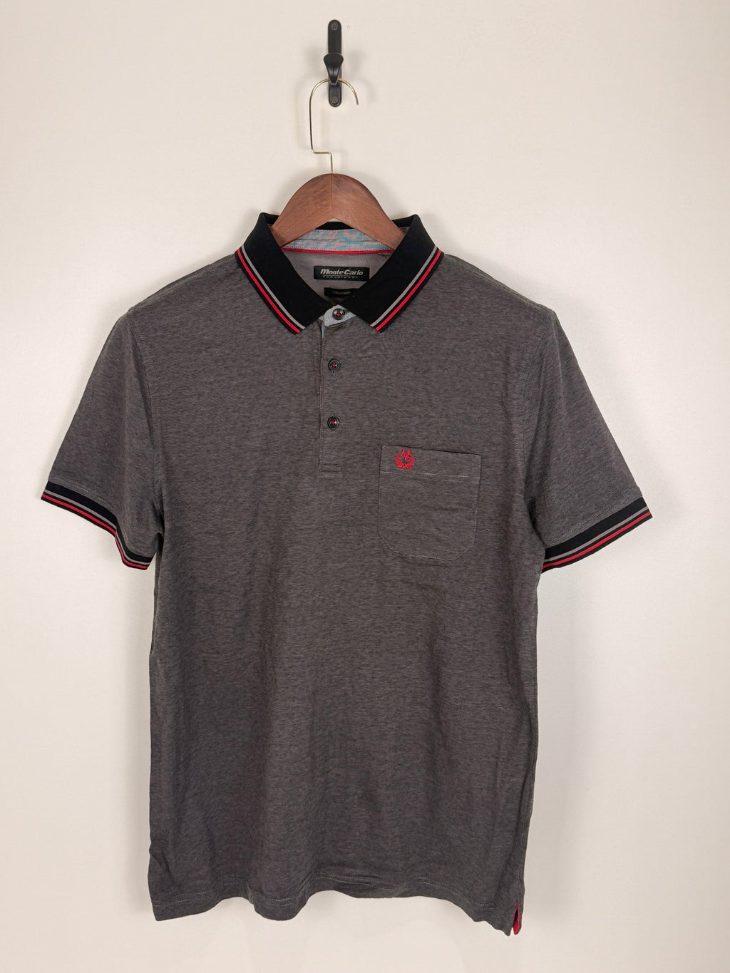 Monte Carlo Charcoal Grey Piped Polo | C:42 L:29