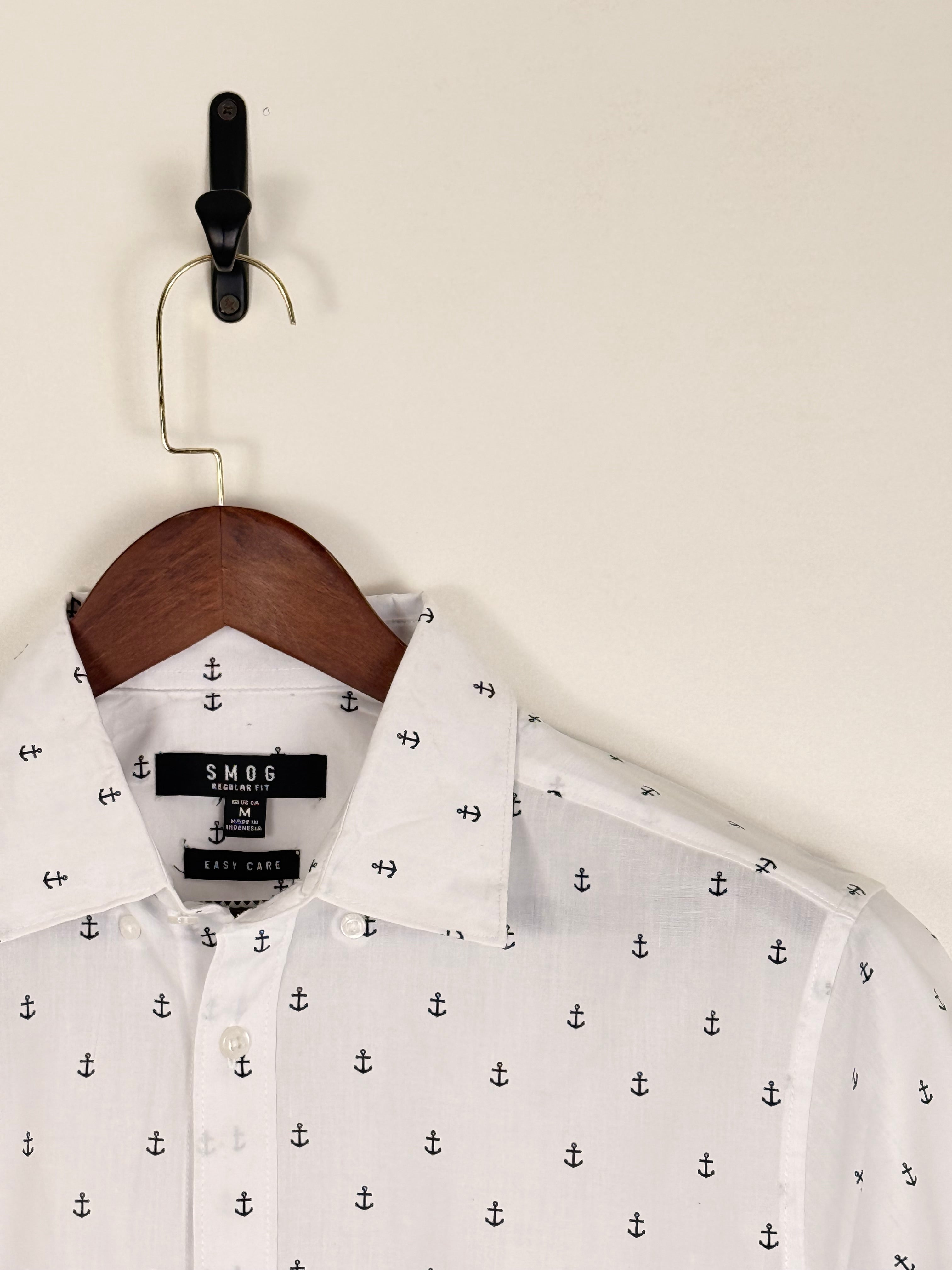 SMOG White Anchor Print Shirt | C:40 L:29