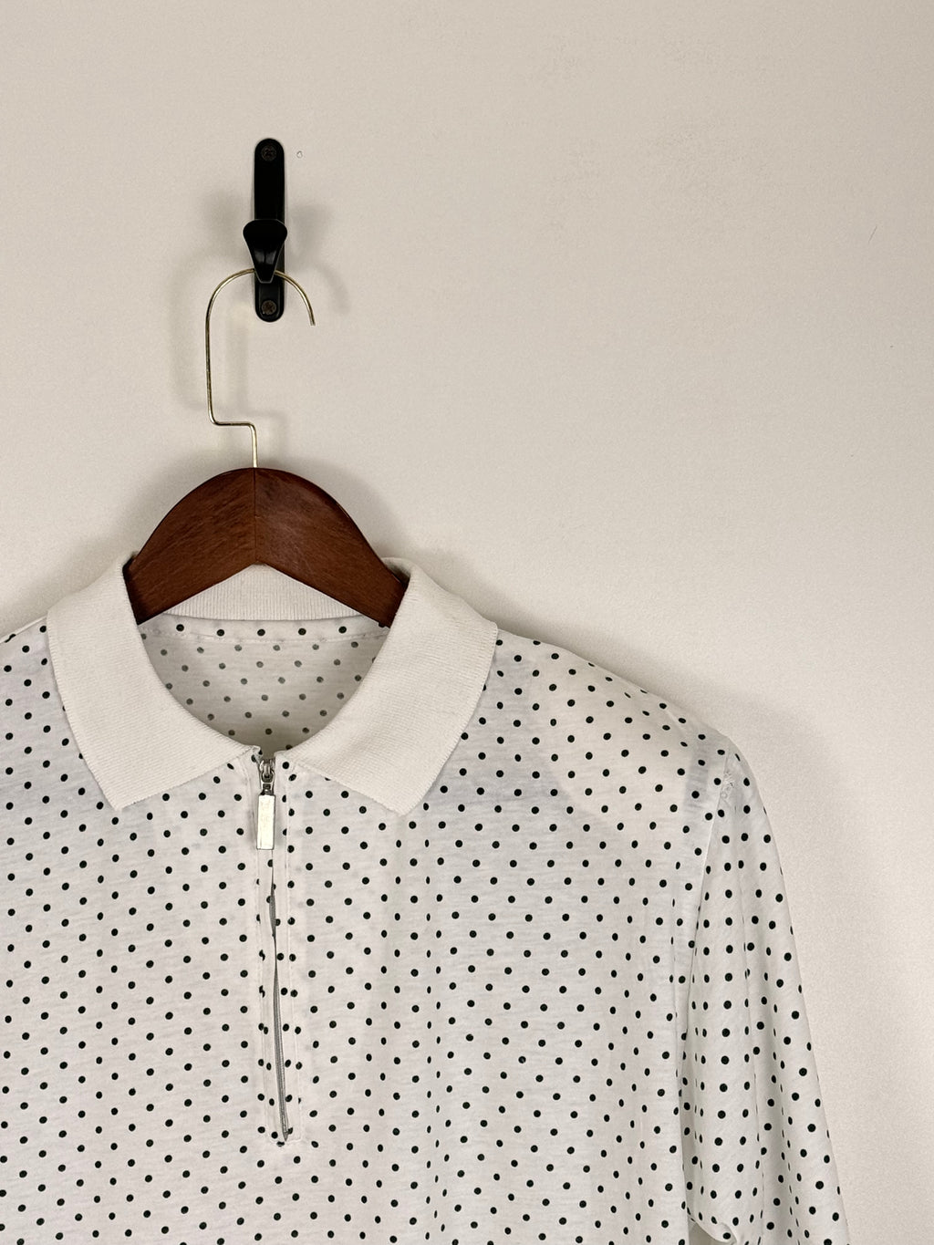 White Polka Dot Zip Polo | C:42 L:26