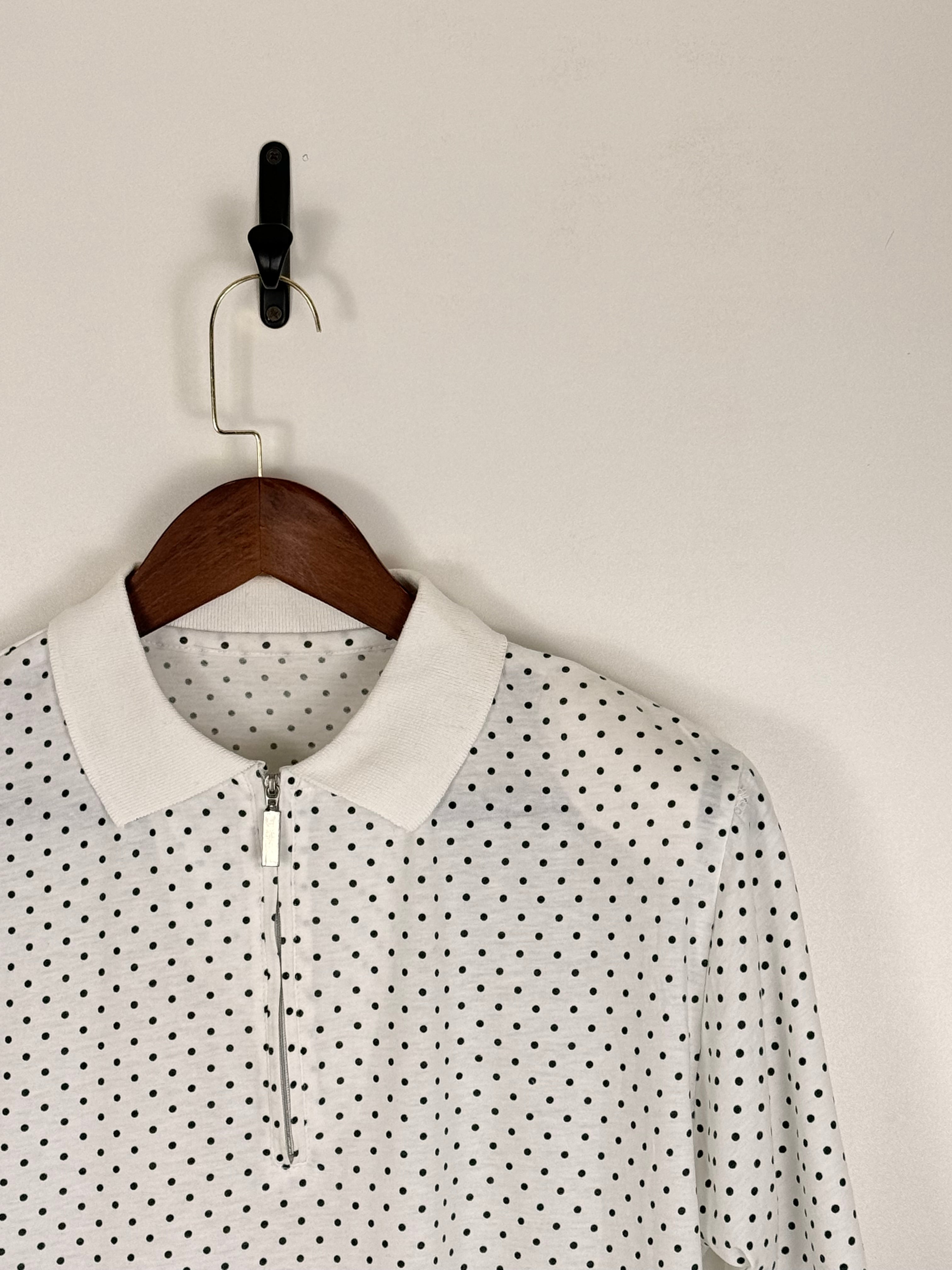 White Polka Dot Zip Polo | C:42 L:26