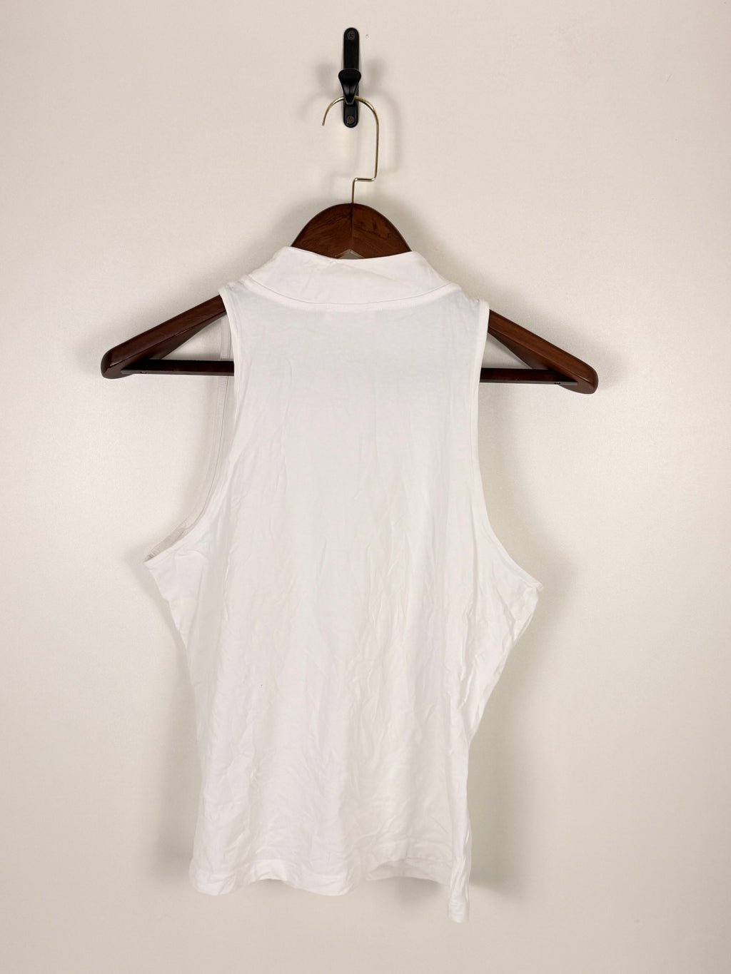 White Mock Neck Sleeveless Essential Top | C:    L:
