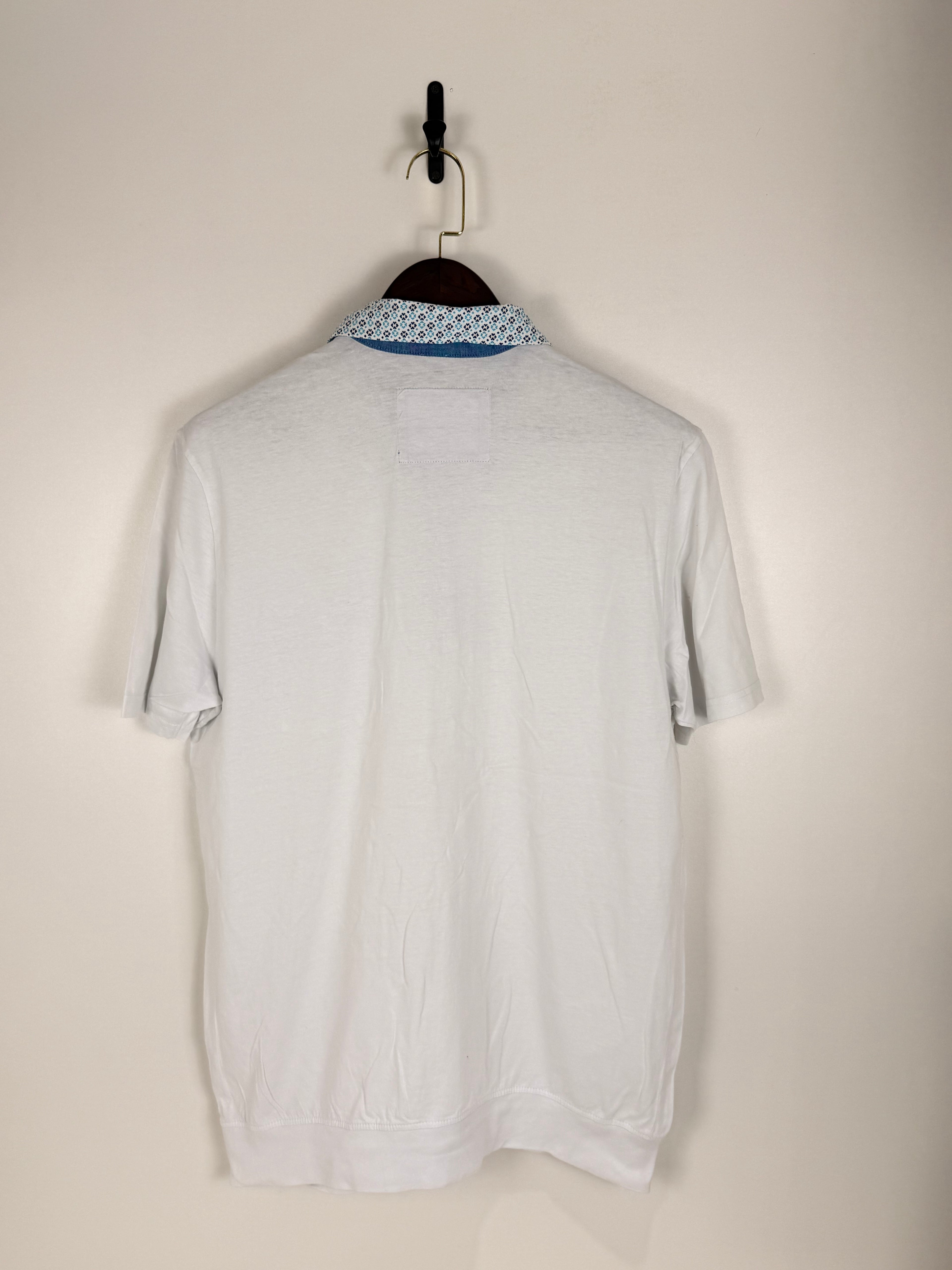 Roger Kent White Patterned-Collar Polo Shirt | C:44 L:30
