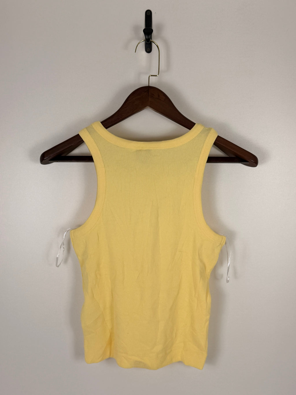 Yellow Ribbed High Neck Sleeveless Tank Top | C:    L:
