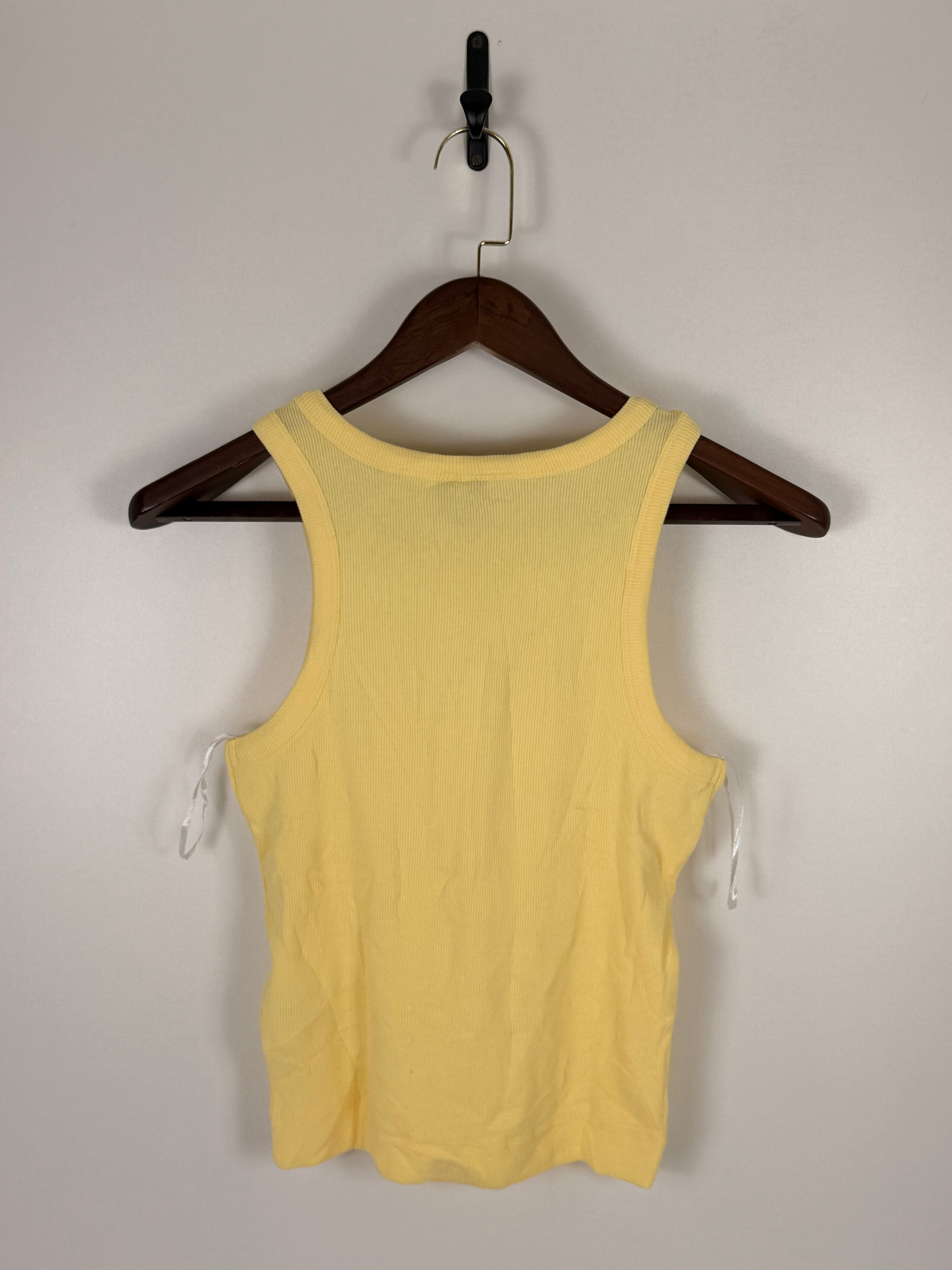 Yellow Ribbed High Neck Sleeveless Tank Top | C:    L: