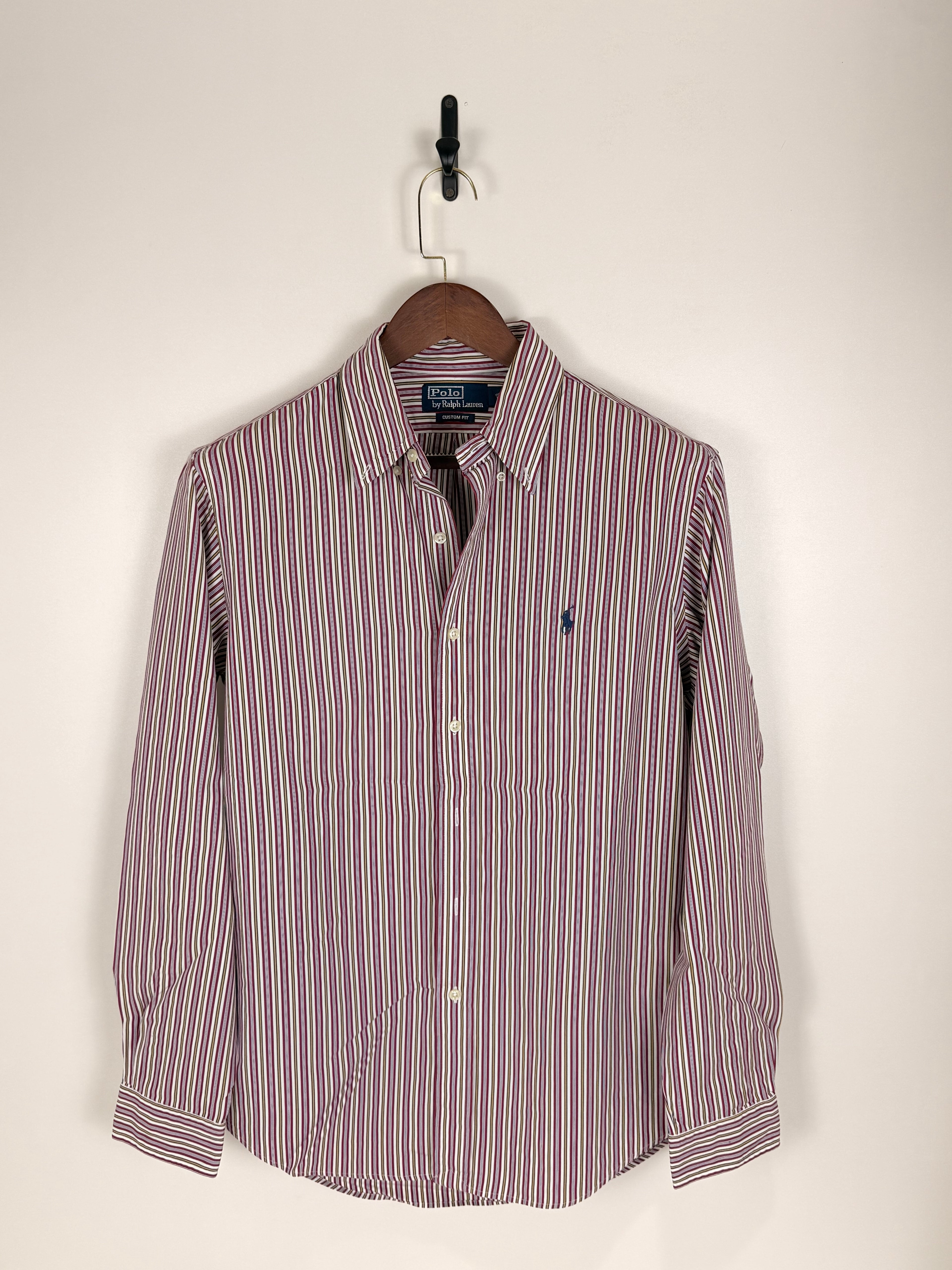 Polo Ralph Lauren Burgundy & White Striped Shirt | C:46. L:30