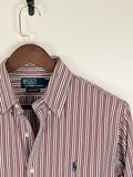 Polo Ralph Lauren Burgundy & White Striped Shirt | C:46. L:30