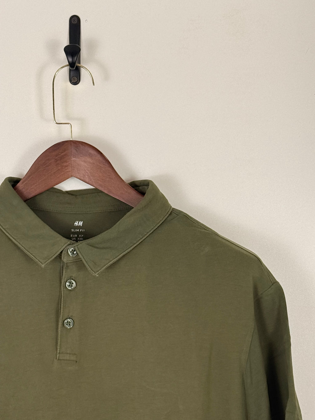 H&M Olive Green Slim Fit Polo Shirt | C:50 L:30