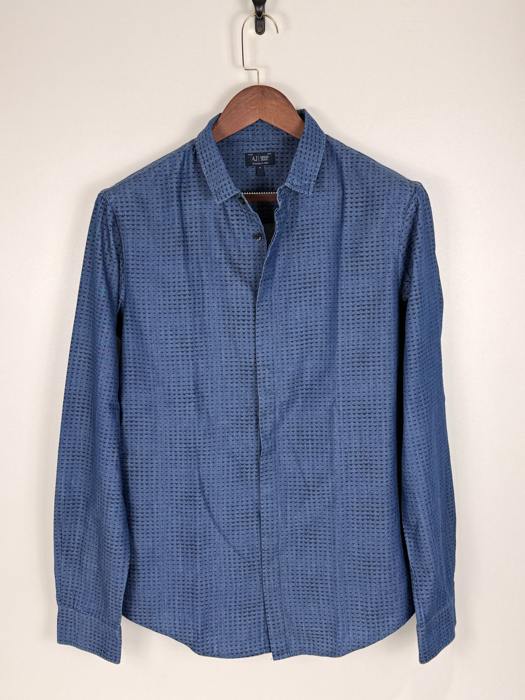Armani Jeans Blue Textured Shirt | C:42. L:29