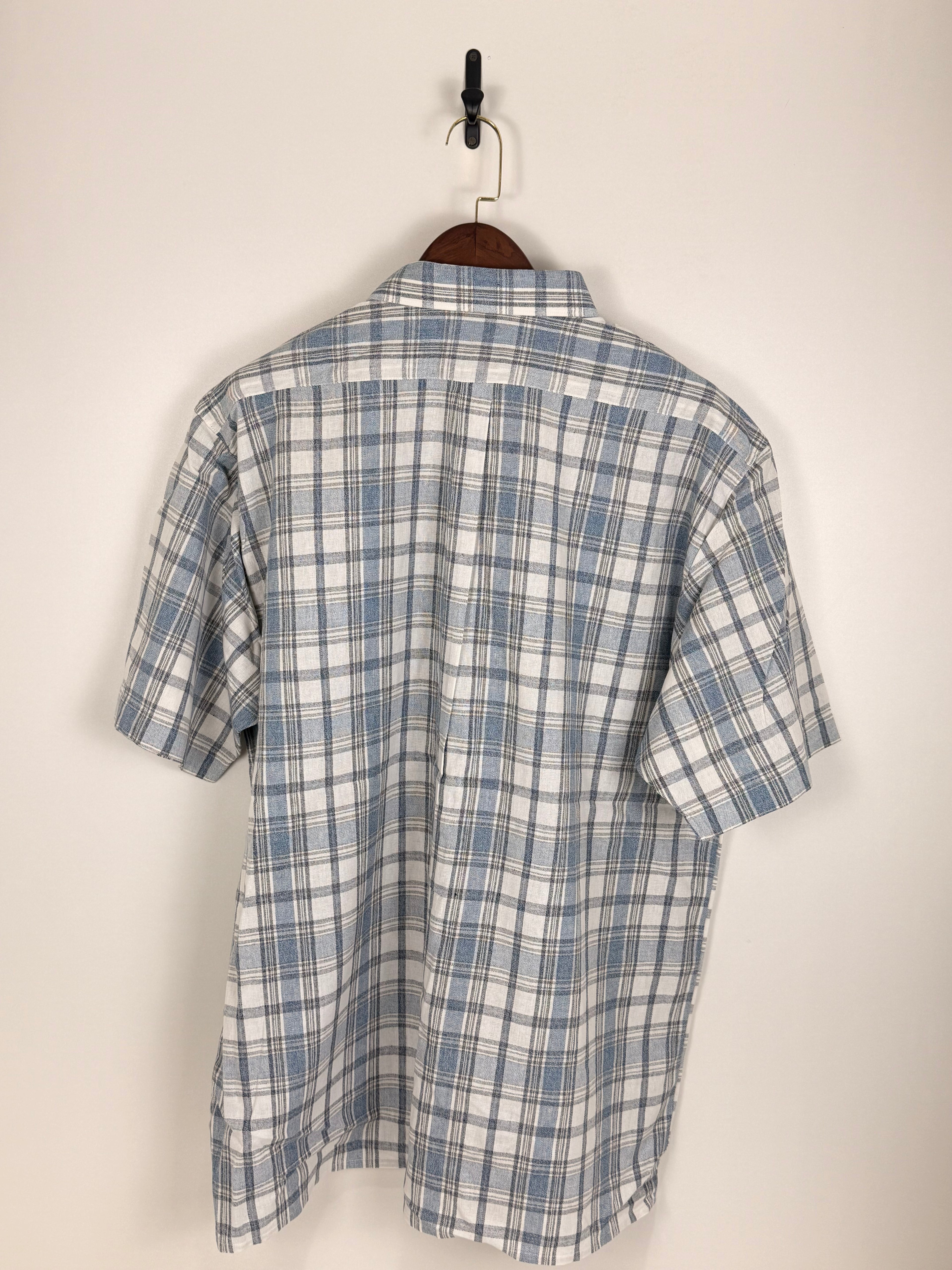 Vintage Blue Plaid Embroidered Shirt | C:52 L:32