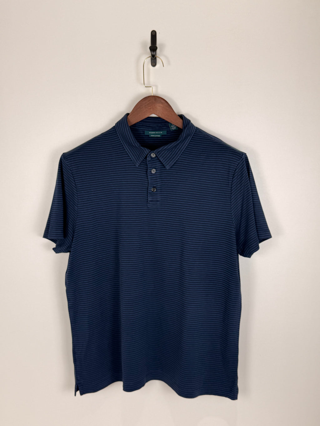 Navy Pinstripe Perry Ellis Polo | C:46 L:27