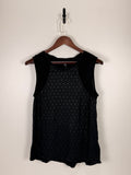 Black Geometric Mesh Sleeveless Performance Tank Top | C:   L: