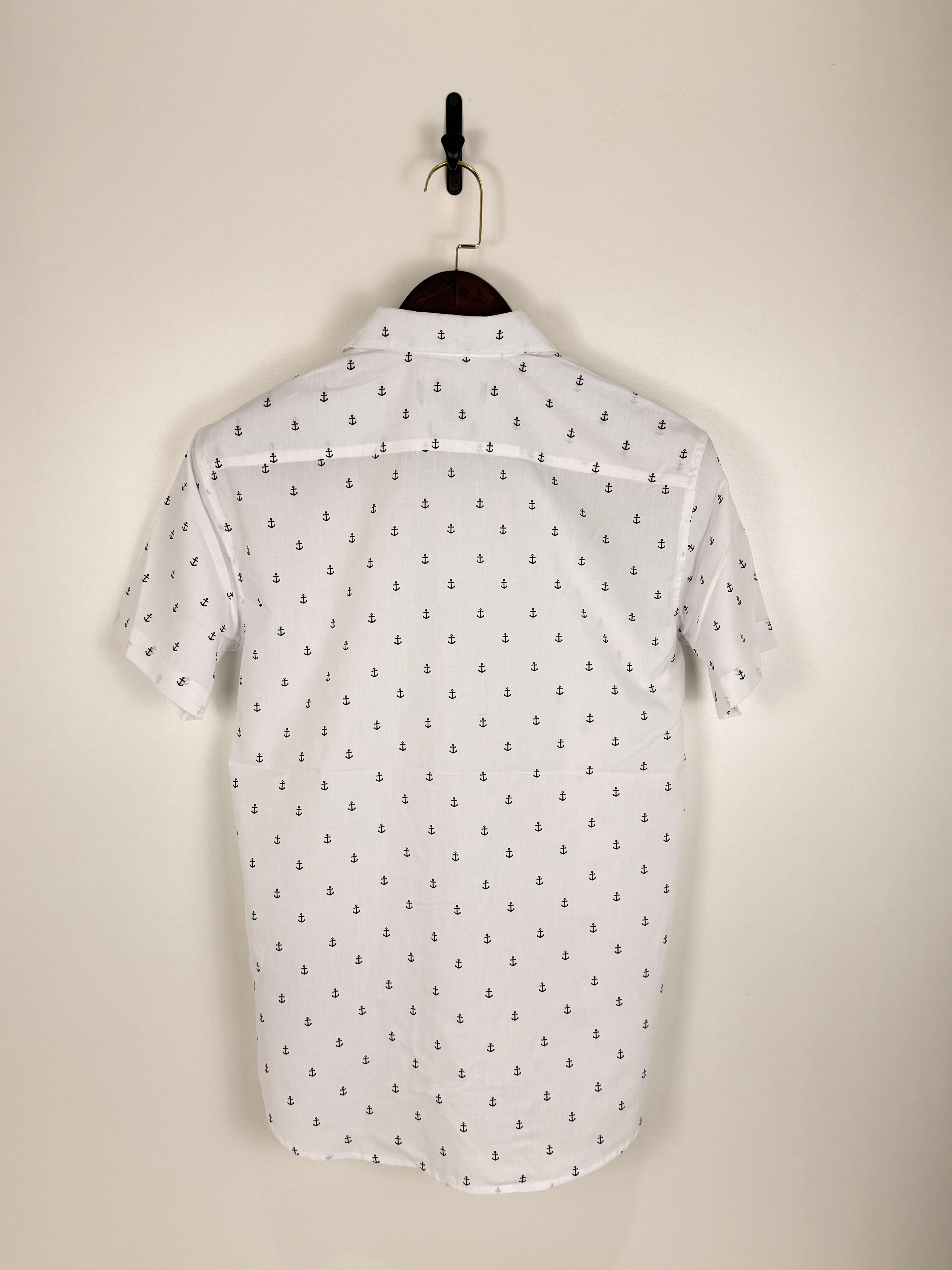 SMOG White Anchor Print Shirt | C:40 L:29