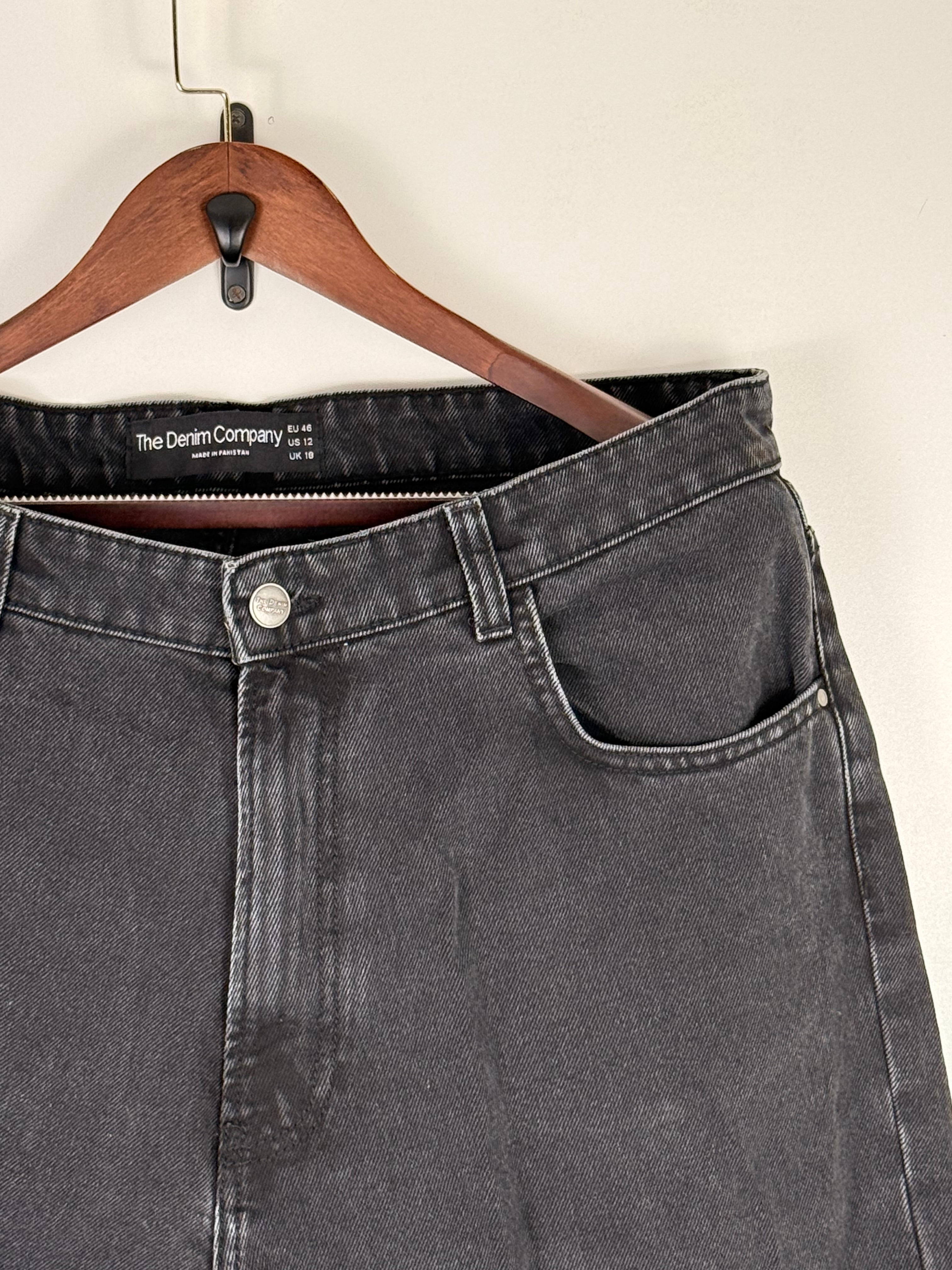 Charcoal Washed Relaxed Fit Denim Jeans | W:   L: