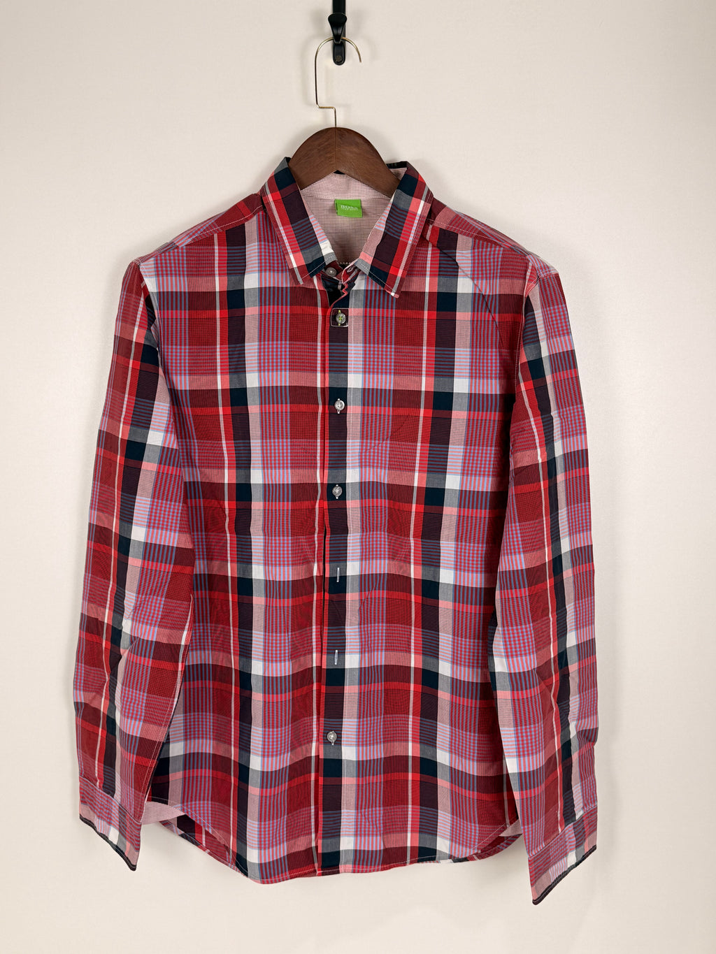 BOSS Orange Red Plaid Shirt | C:44 L:31