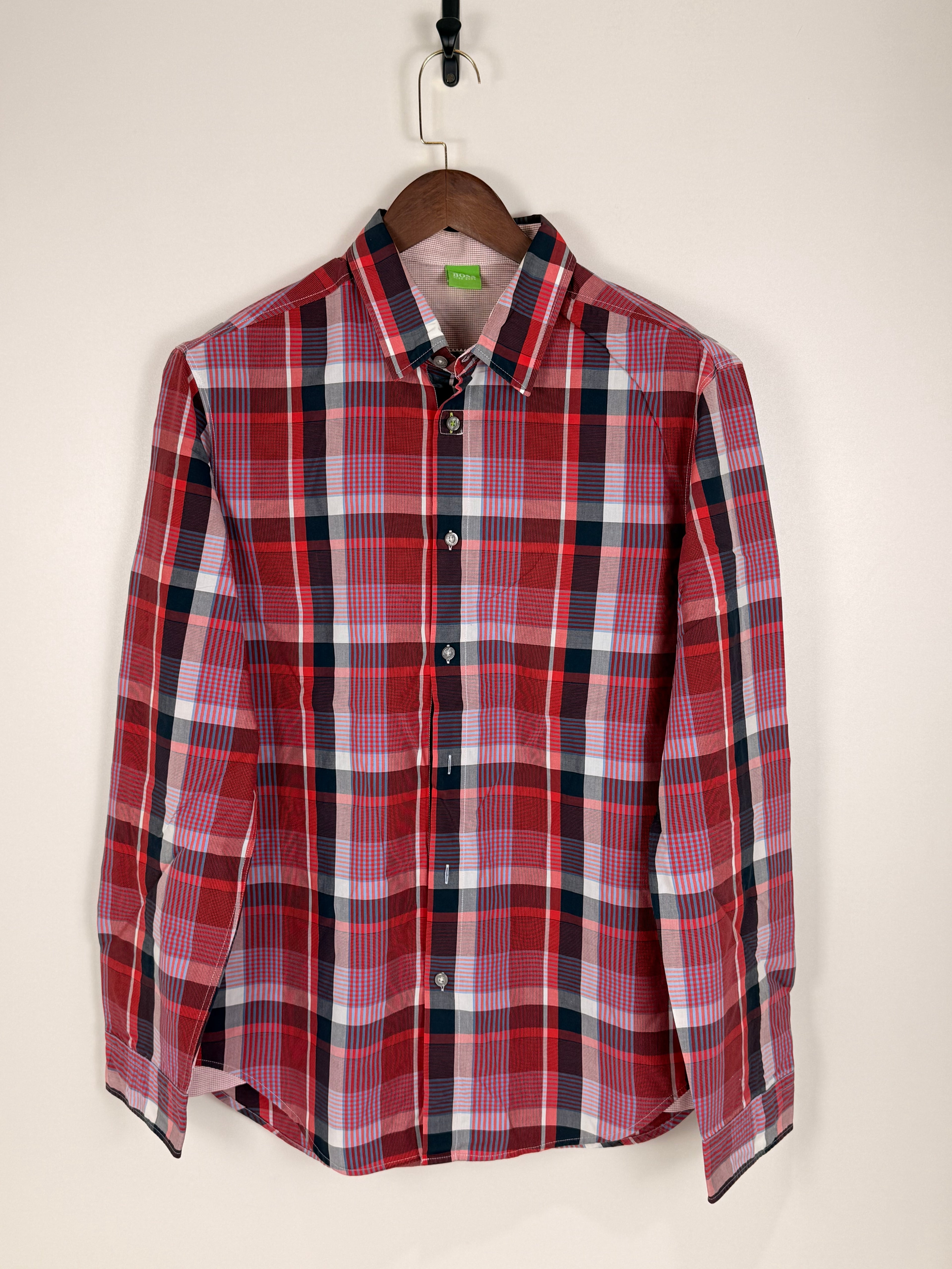 BOSS Orange Red Plaid Shirt | C:44 L:31
