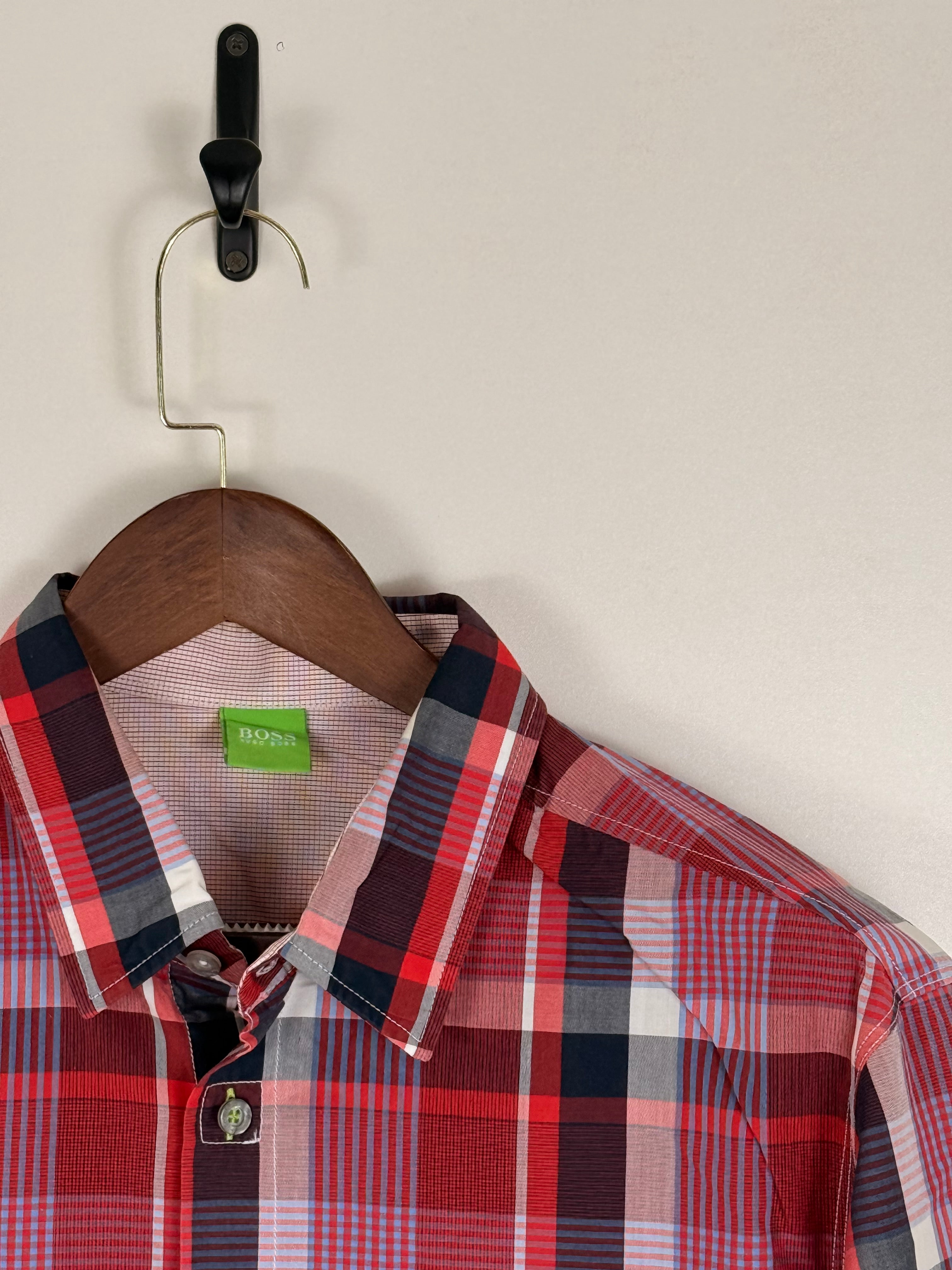 BOSS Orange Red Plaid Shirt | C:44 L:31