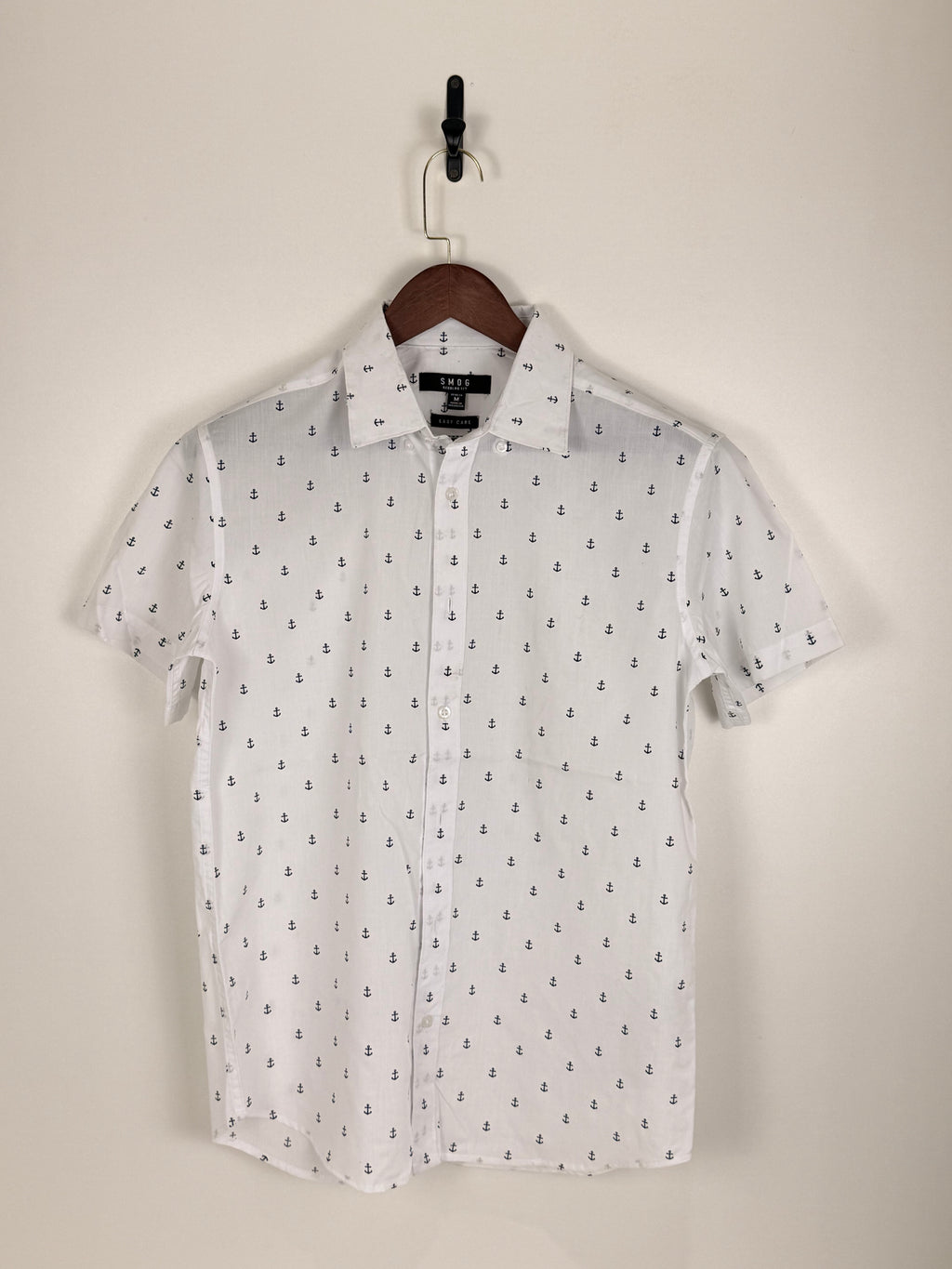 SMOG White Anchor Print Shirt | C:40 L:29