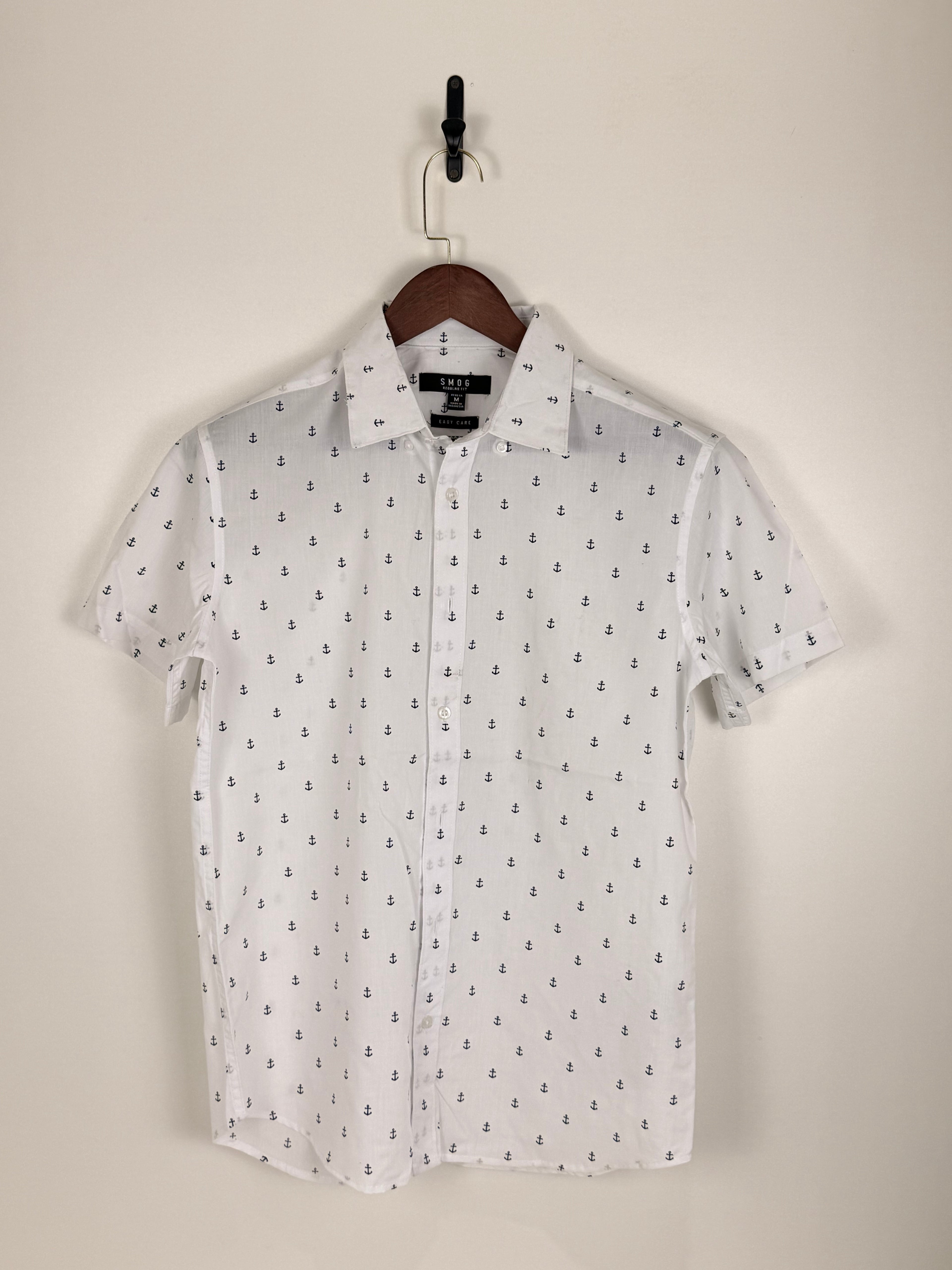 SMOG White Anchor Print Shirt | C:40 L:29