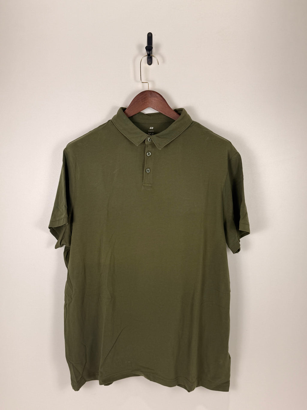 H&M Olive Green Slim Fit Polo Shirt | C:50 L:30