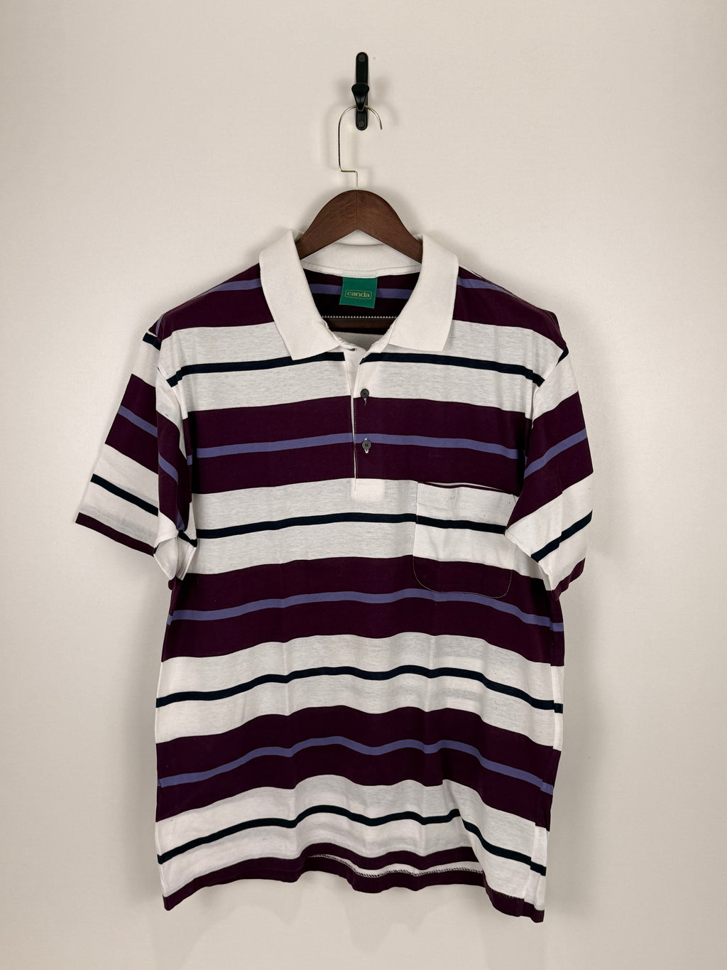 C&A Canada Burgundy Stripe Polo | C:44 L:29