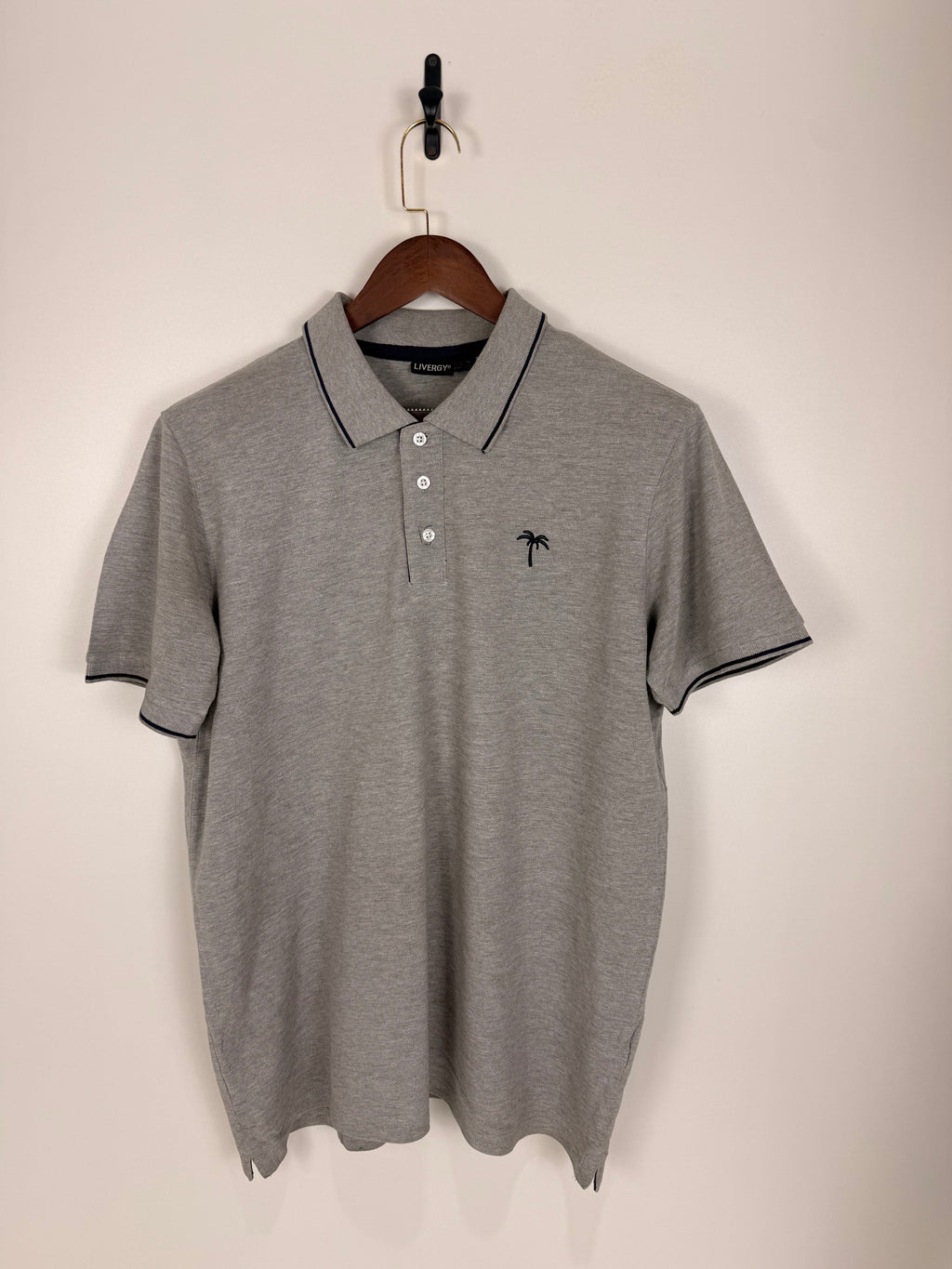 Livergy Grey Pique Polo with Navy Trim | C:46 L:29