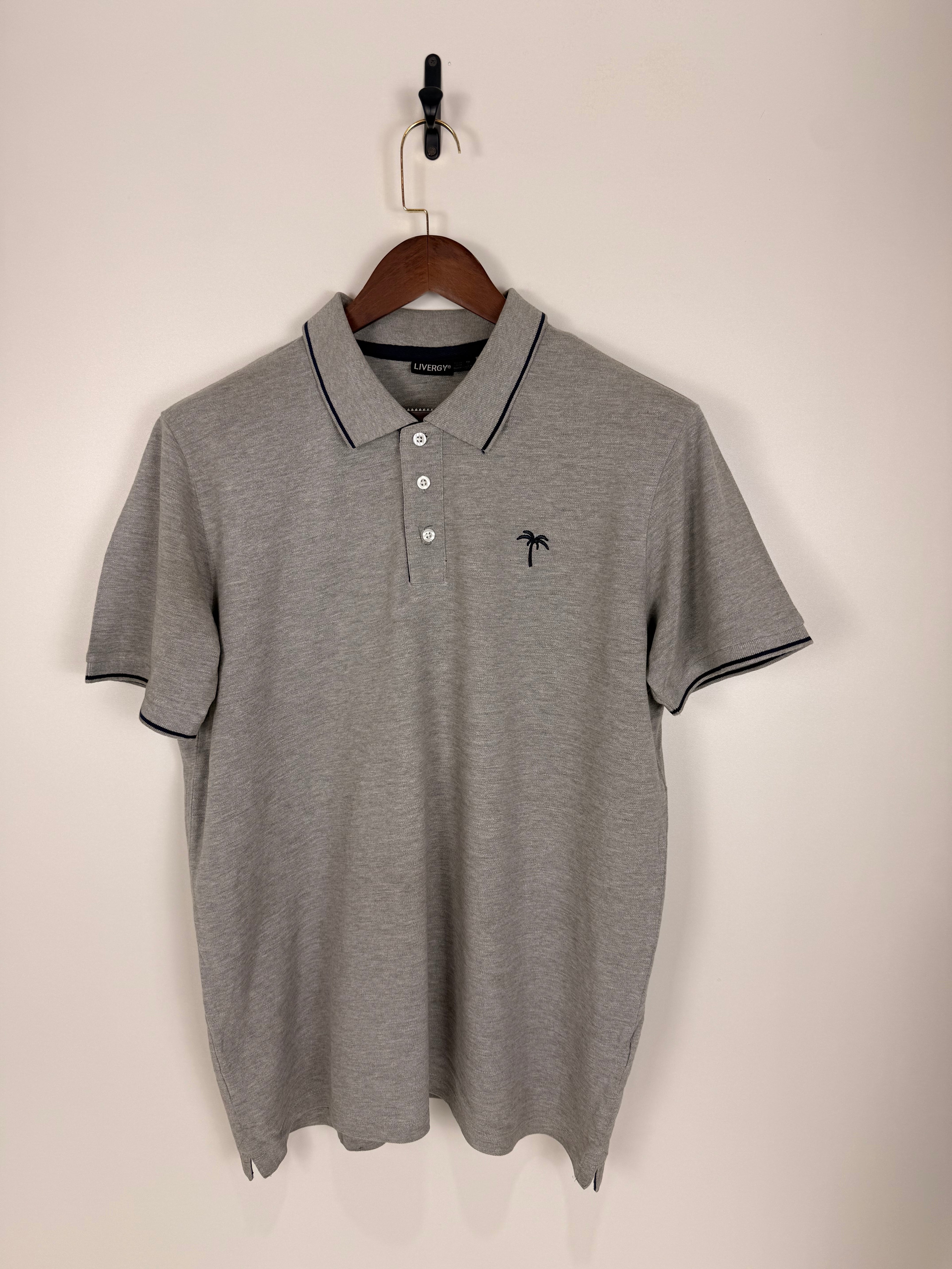 Livergy Grey Pique Polo with Navy Trim | C:46 L:29