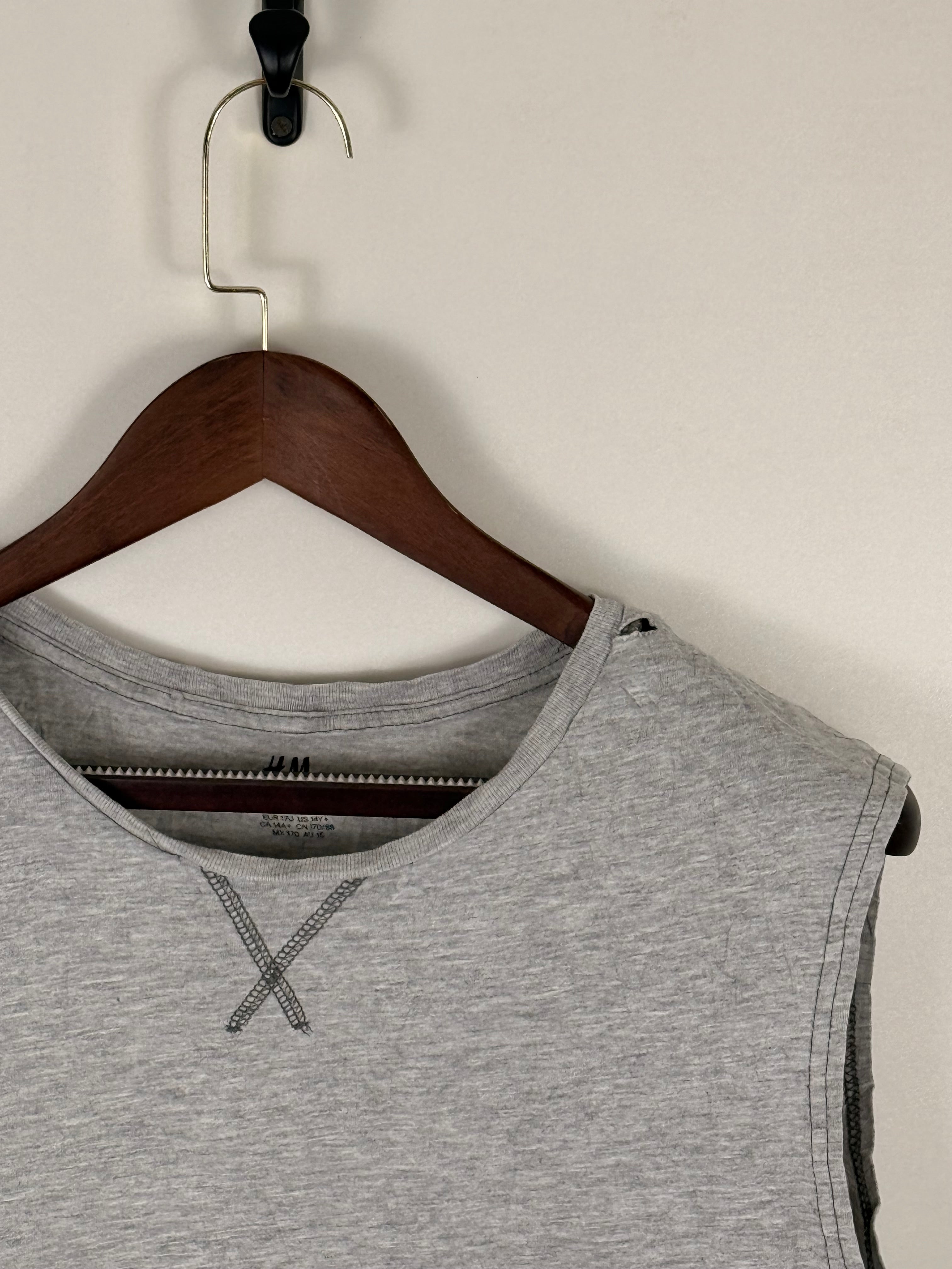 H&M Heather Grey Sleeveless Crew Neck Muscle Tank Top | C:     L: