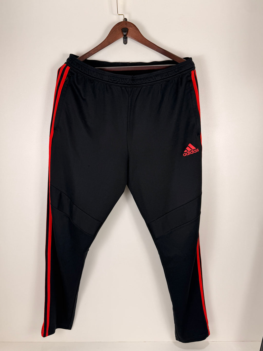 Adidas Tiro Black & Red 3-Stripes Track Pants | W:    L: