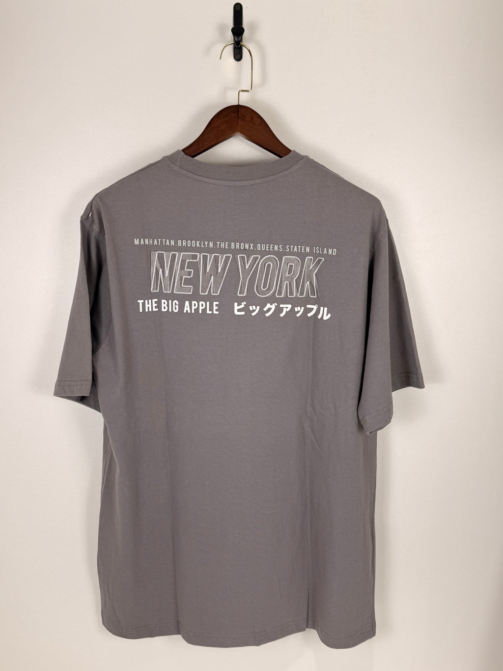 Drop Shoulder New York Embroidered Logo T-Shirt | C:    L: