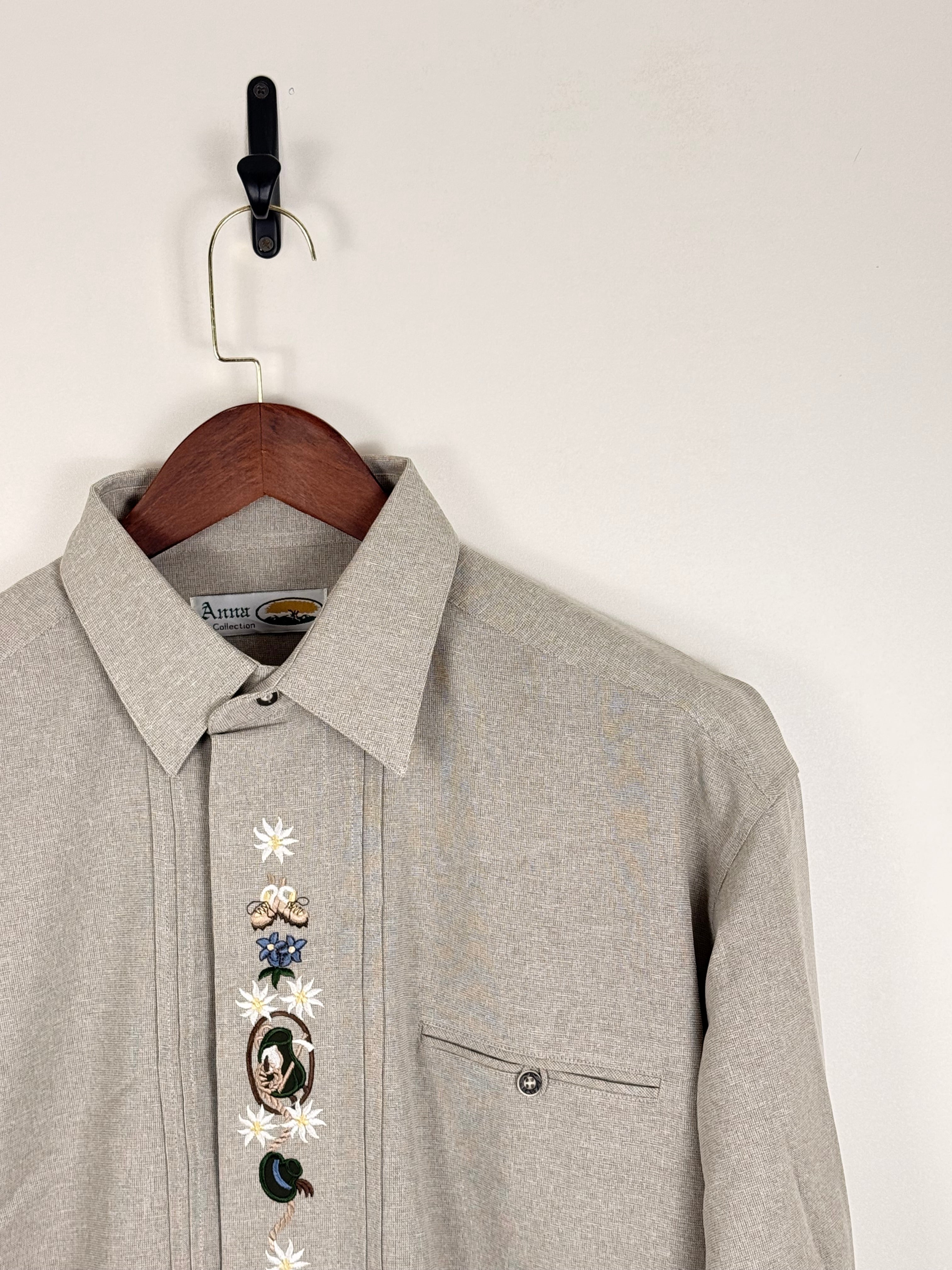 Anna Collection Beige Floral Embroidered Shirt | C:50 L:31