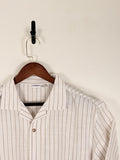 LIVERGY Cream Pinstripe Camp Collar Shirt | C:50 L:28