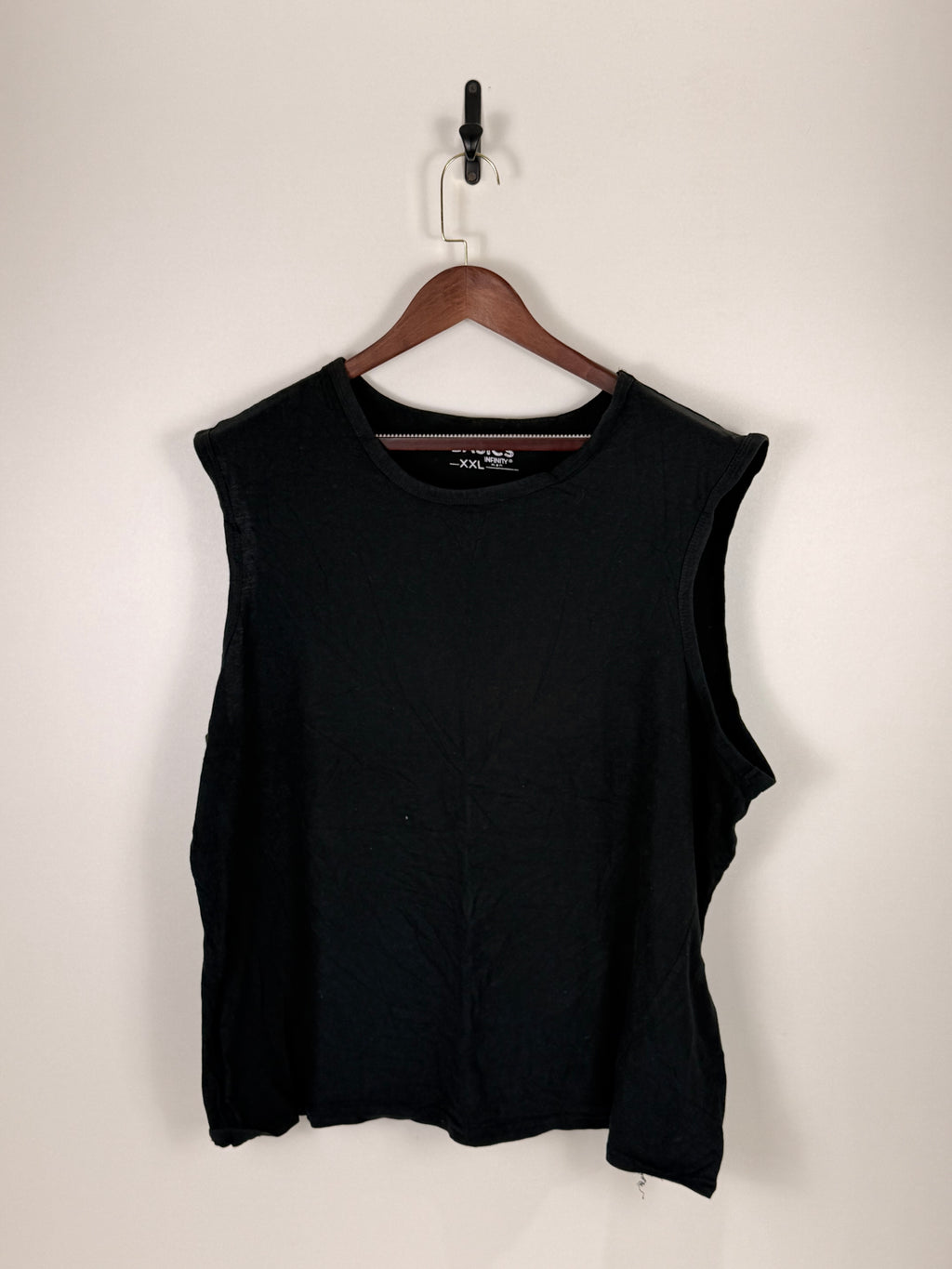 Black Relaxed Fit Sleeveless Muscle Tank Top | C:     L: