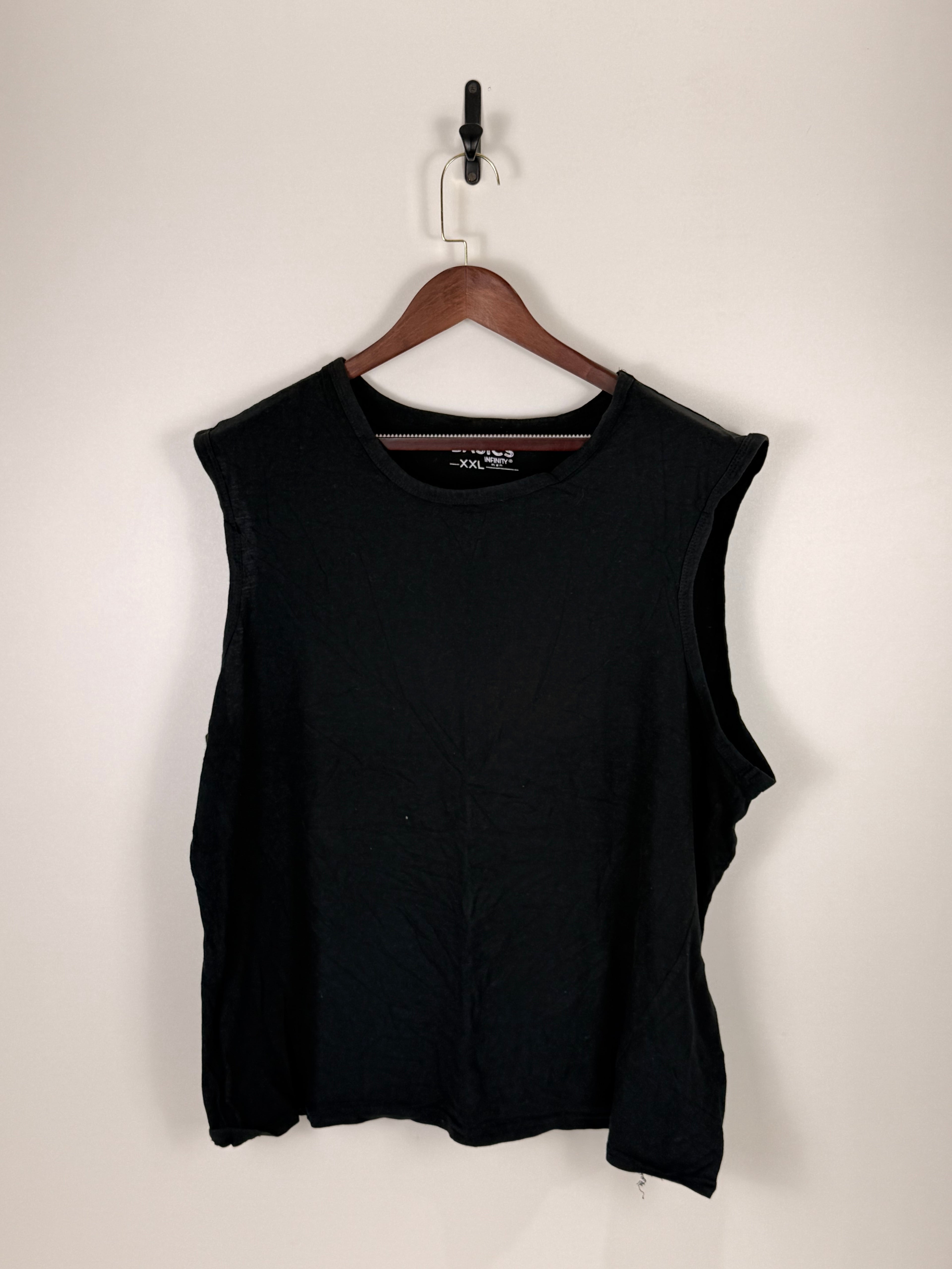 Black Relaxed Fit Sleeveless Muscle Tank Top | C:     L: