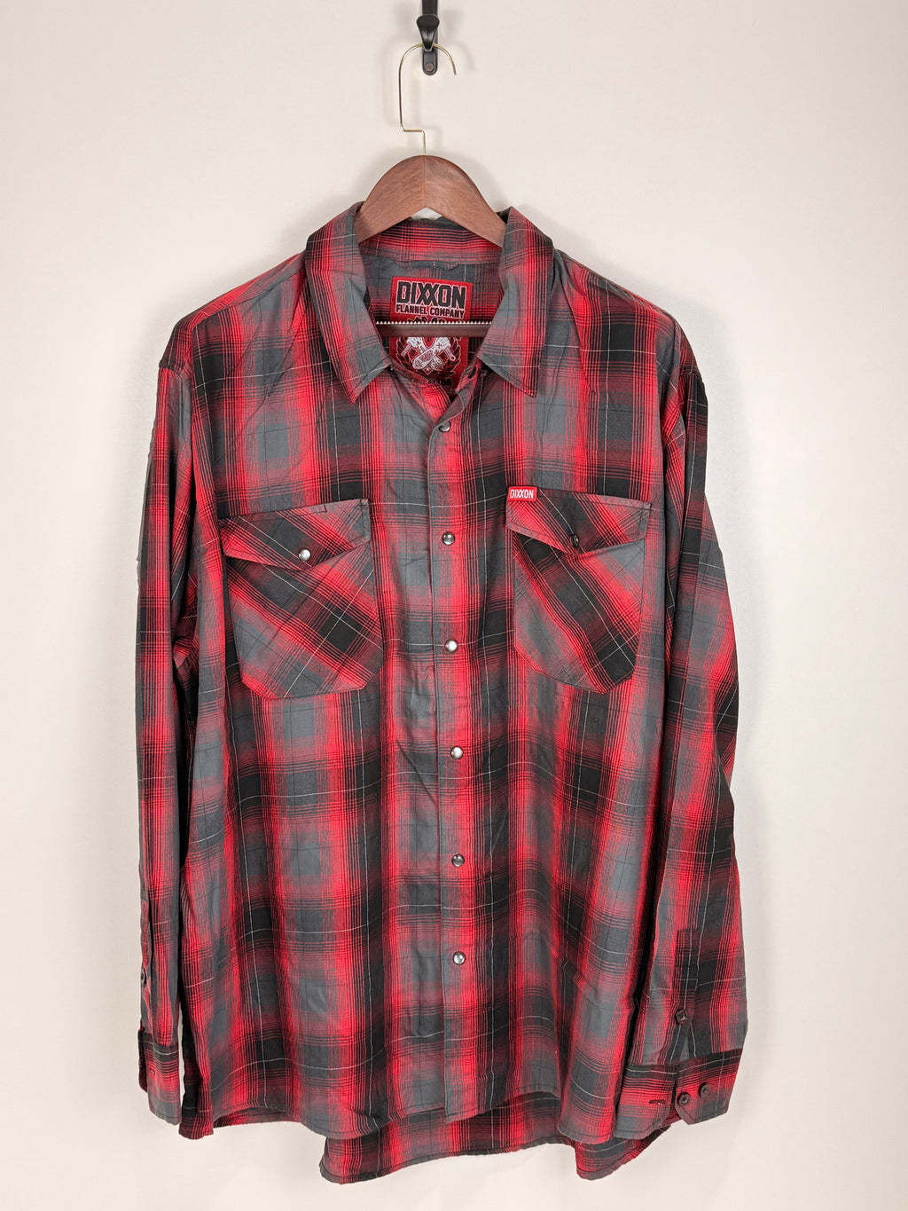 Dixon Red & Charcoal Plaid Flannel Shirt | C:56 L:33