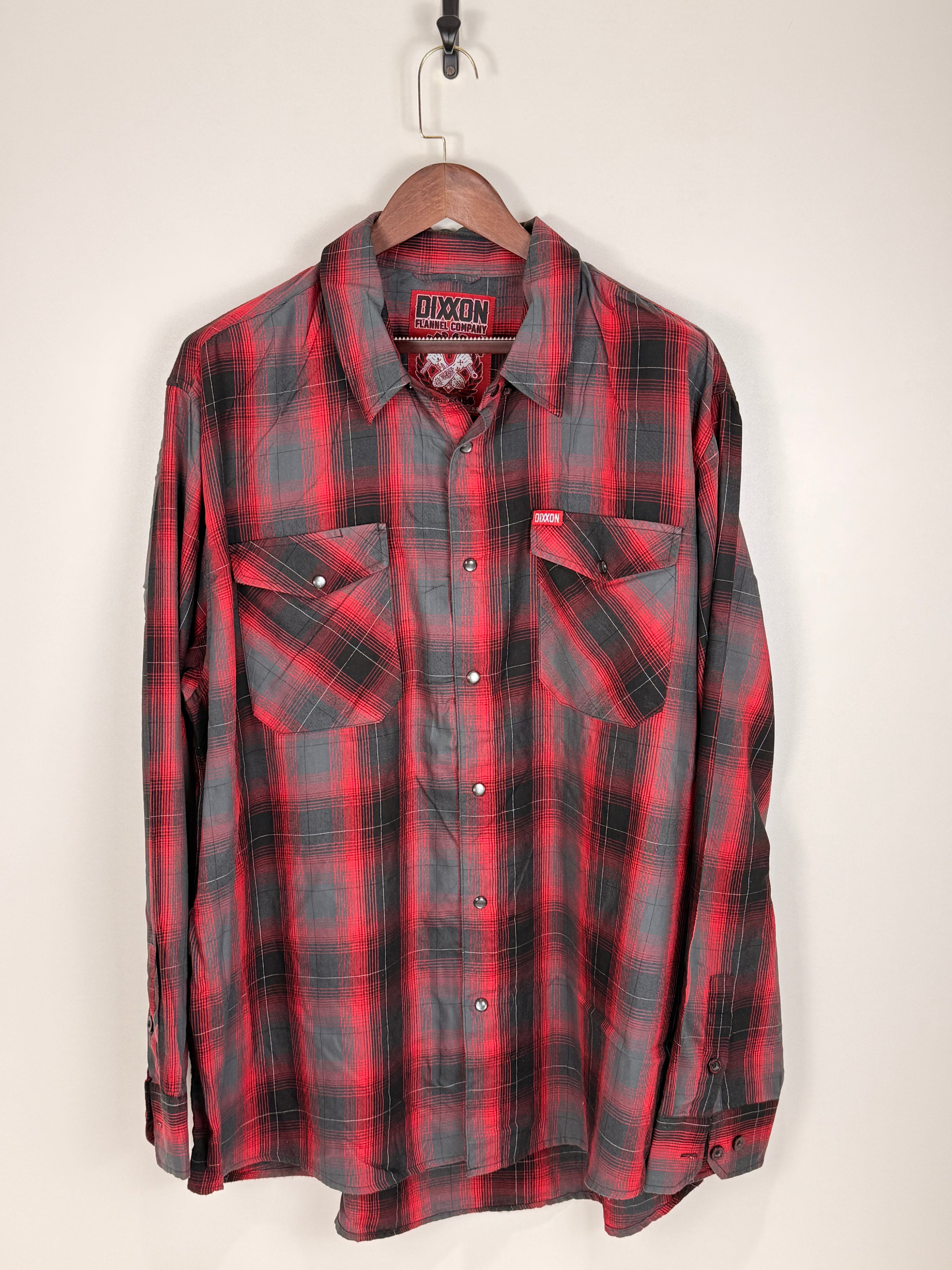 Dixon Red & Charcoal Plaid Flannel Shirt | C:56 L:33