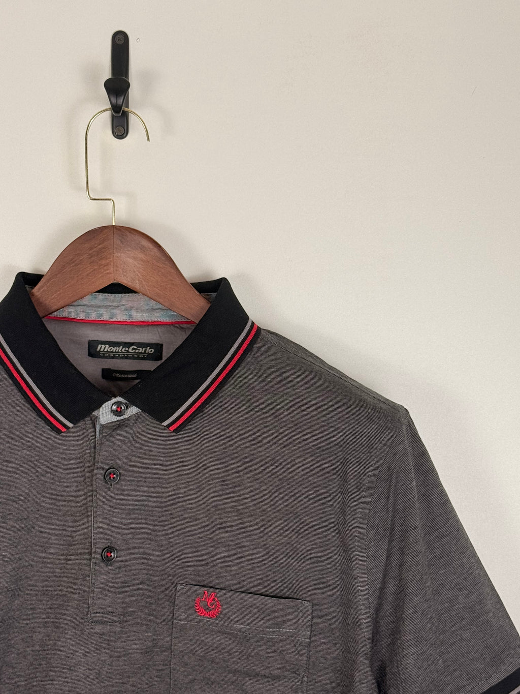 Monte Carlo Charcoal Grey Piped Polo | C:42 L:29