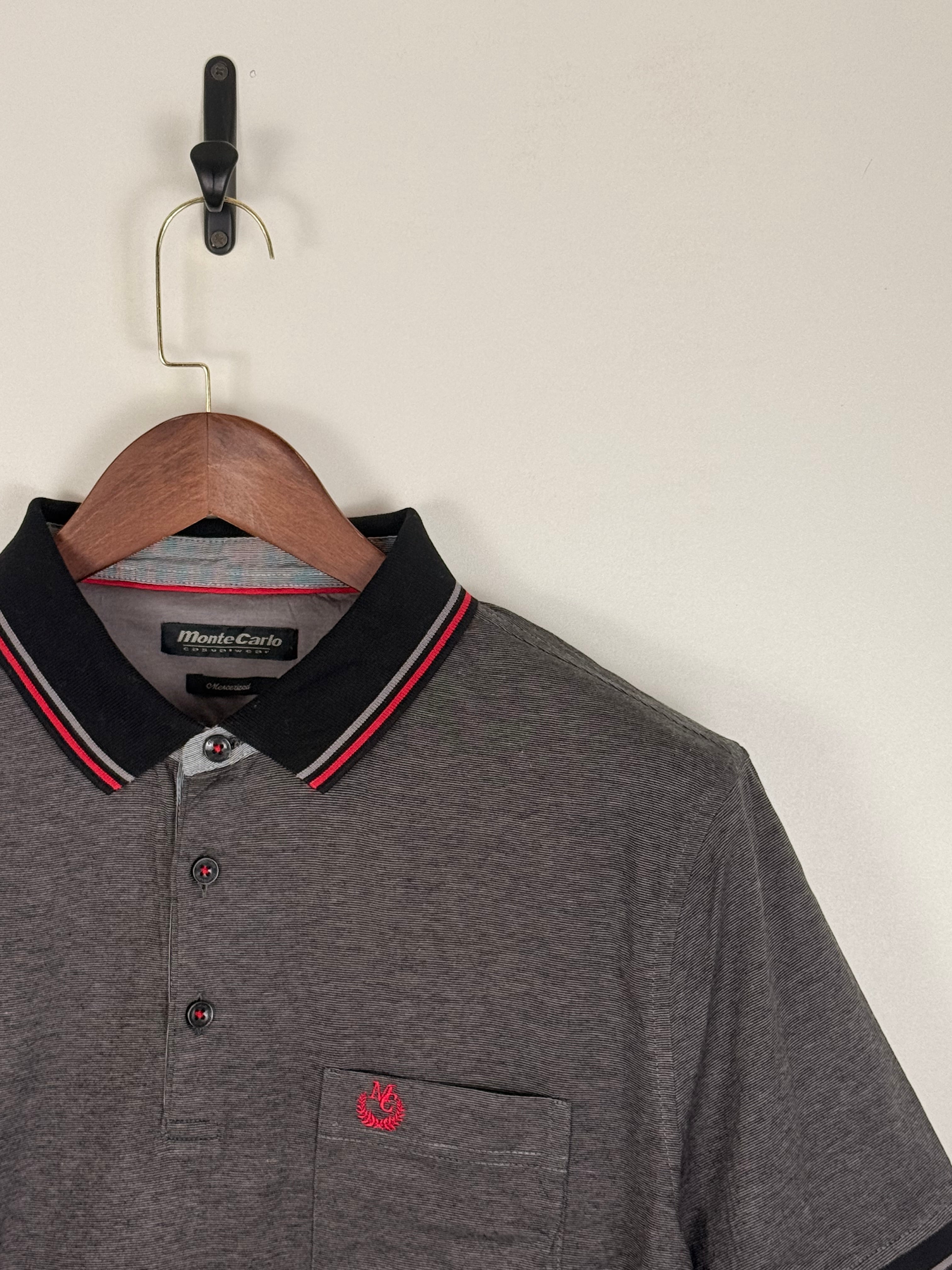 Monte Carlo Charcoal Grey Piped Polo | C:42 L:29