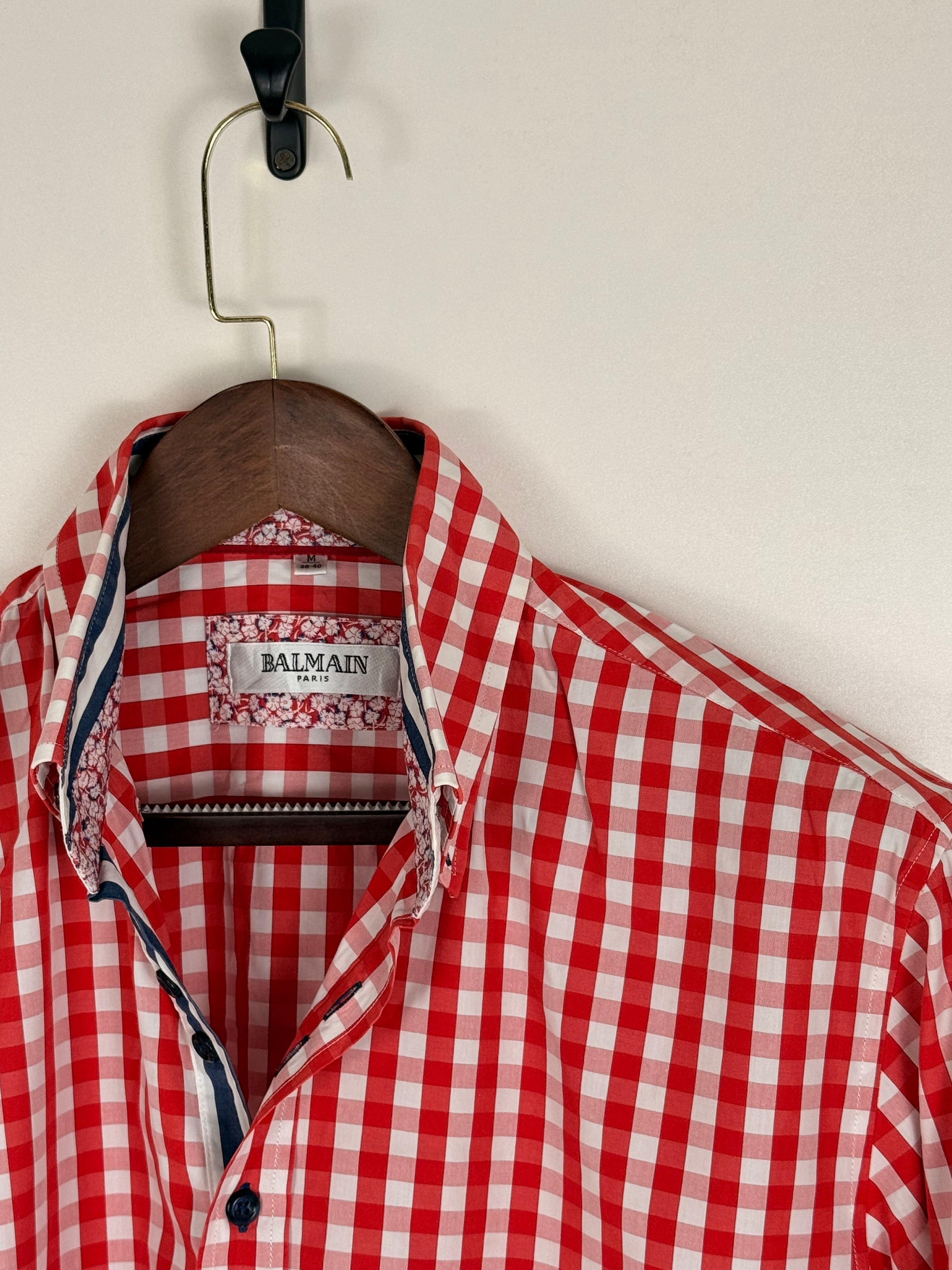 Balmain Paris Red & White Gingham Shirt | C:44. L:28
