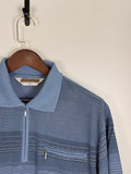 Vintage Blue Striped Zip Polo | C:46 L:27