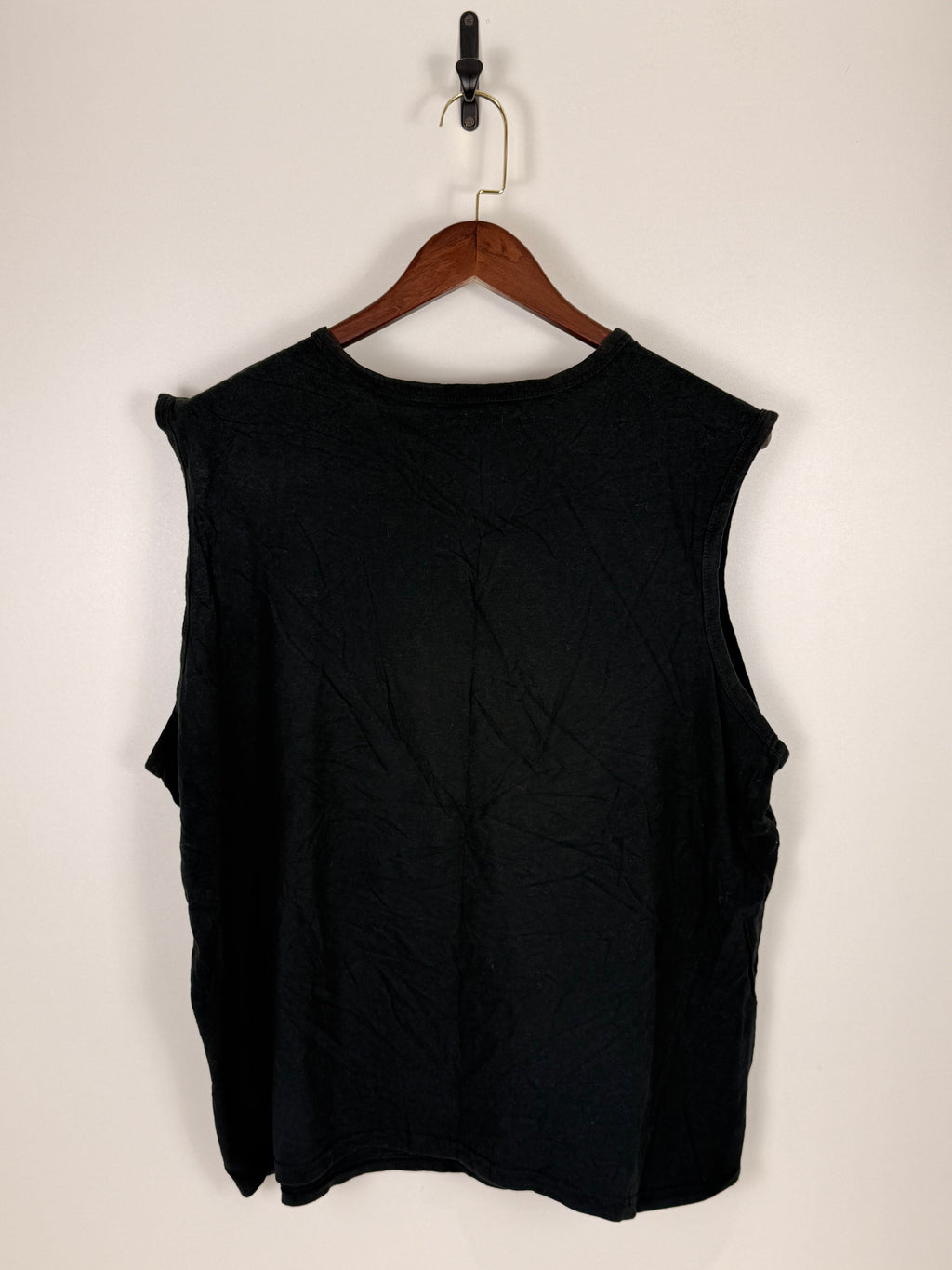 Black Relaxed Fit Sleeveless Muscle Tank Top | C:     L: