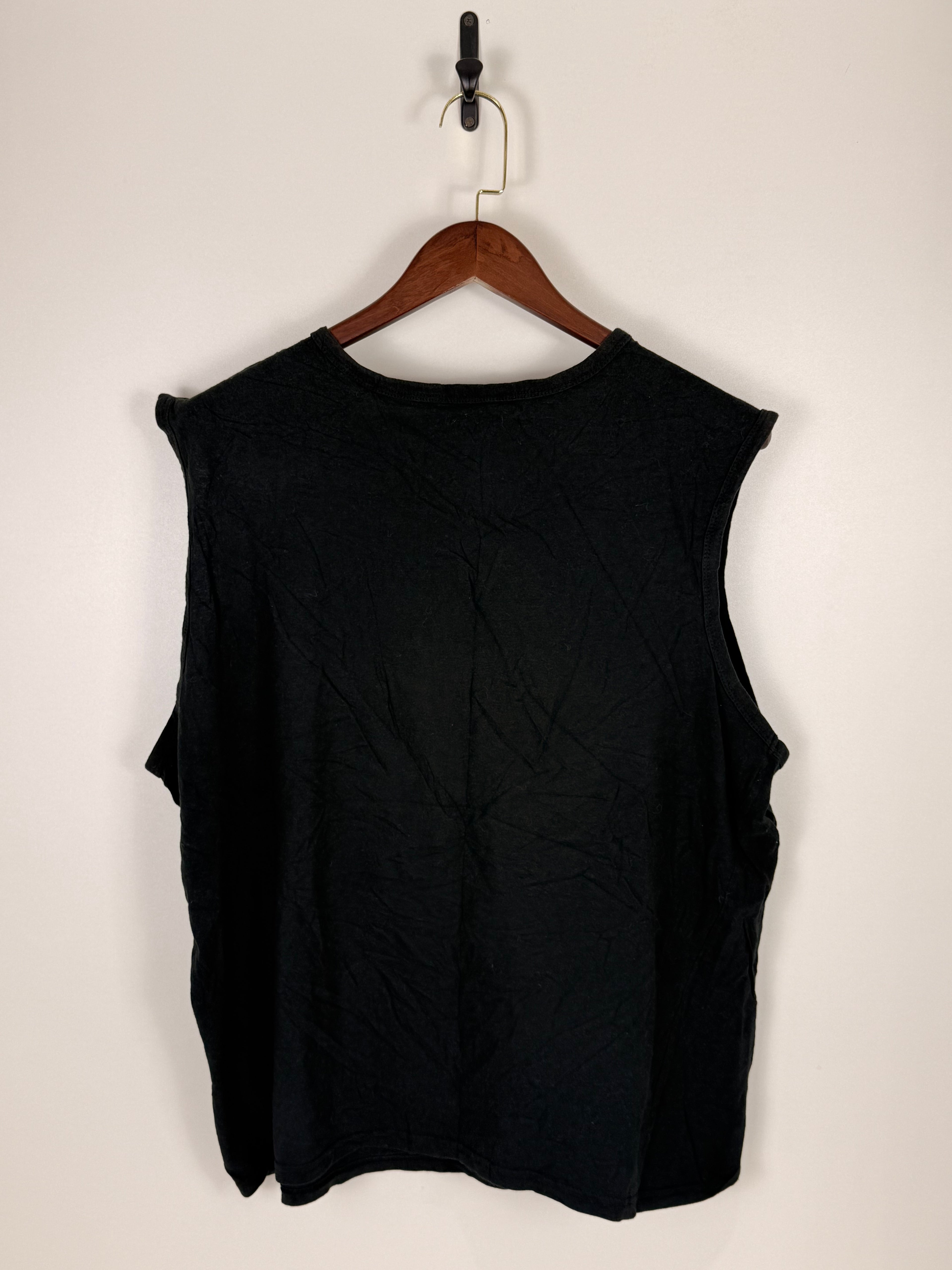 Black Relaxed Fit Sleeveless Muscle Tank Top | C:     L: