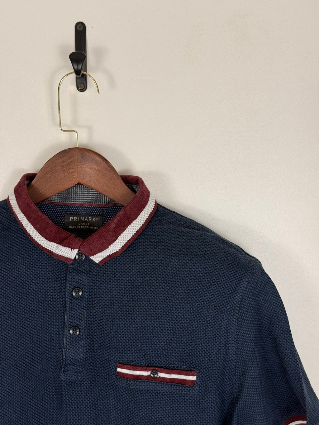 Primark Navy Piped Polo | C:   L: