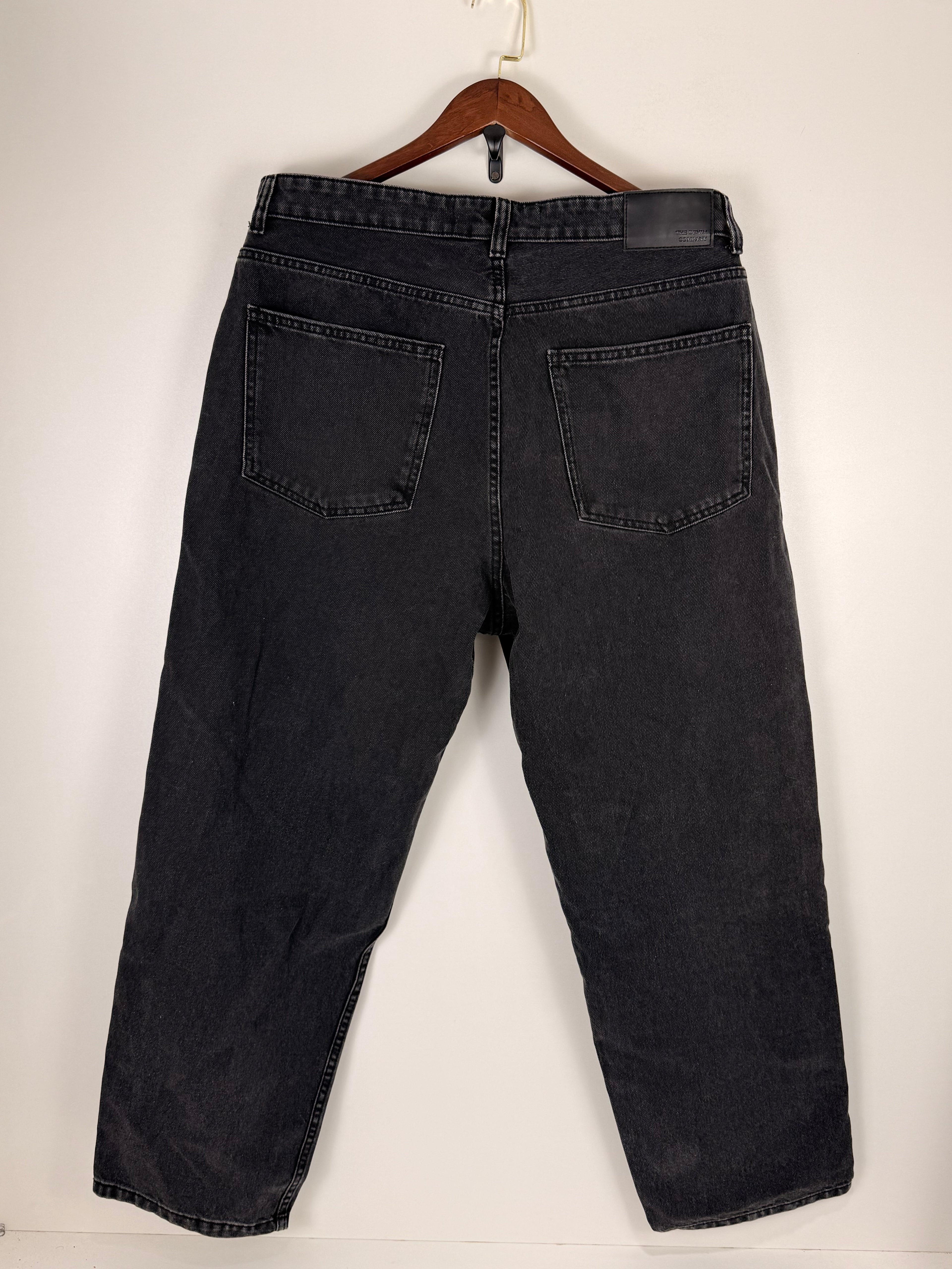 Charcoal Washed Relaxed Fit Denim Jeans | W:   L: