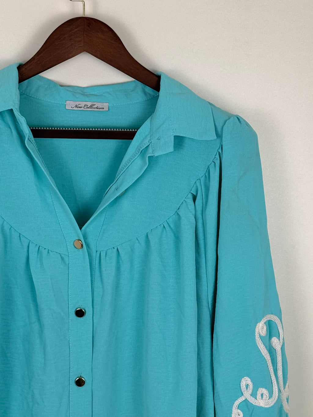 Embroidered Button Blouse