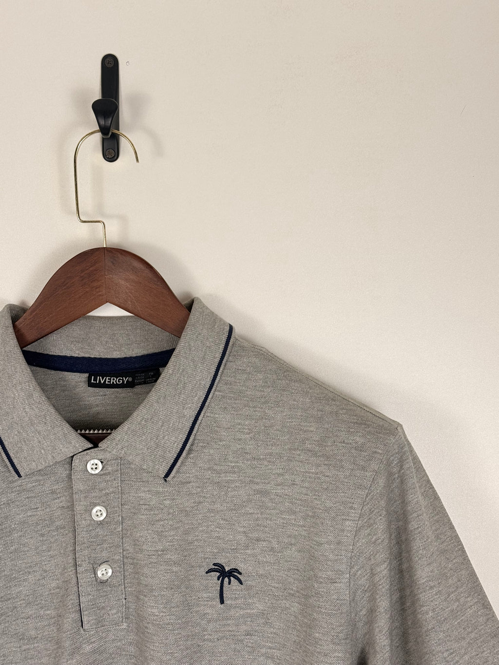 Livergy Grey Pique Polo with Navy Trim | C:46 L:29