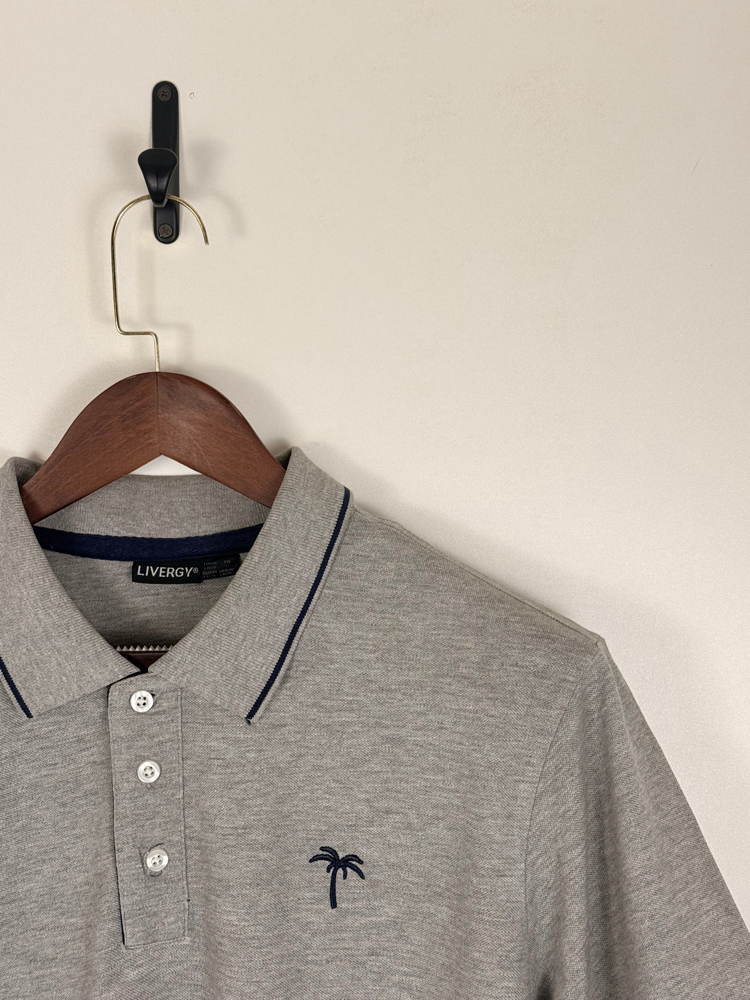 Livergy Grey Pique Polo with Navy Trim | C:46 L:29