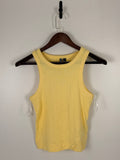 Yellow Ribbed High Neck Sleeveless Tank Top | C:    L:
