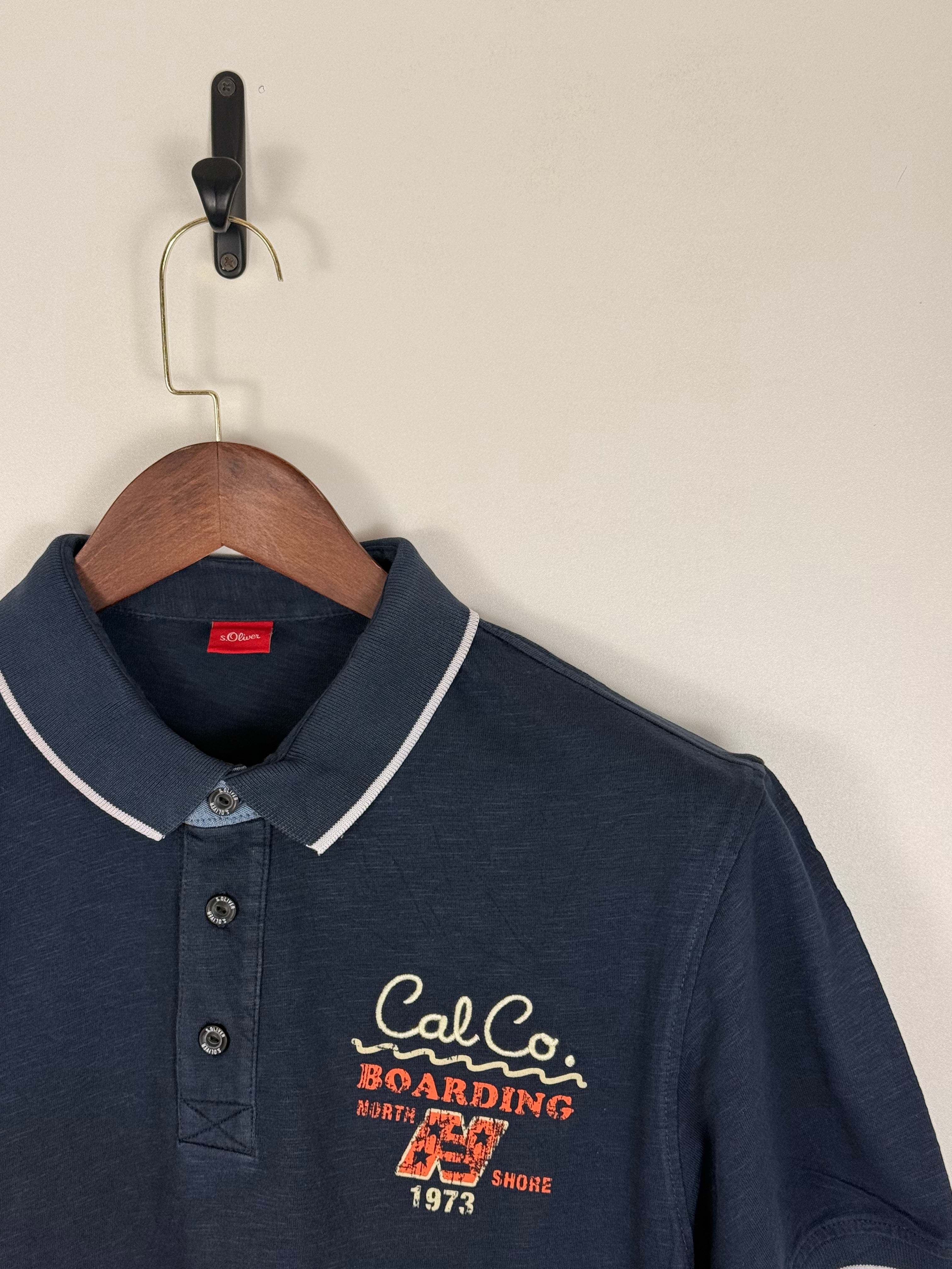 S.Oliver Navy “Cal Co. Boarding” Graphic Polo | C:42 L:27