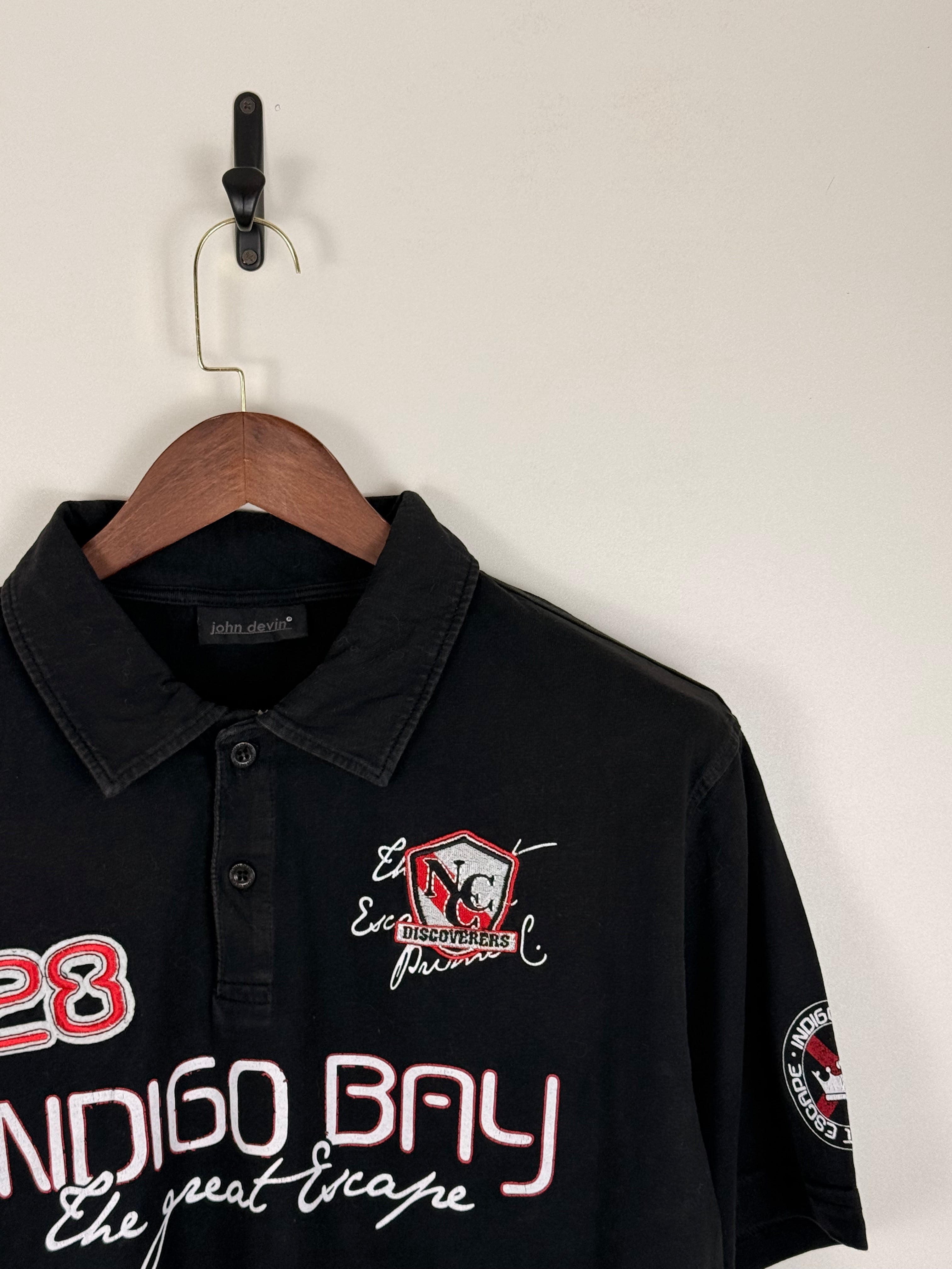 John Devin Black Indigo Bay Graphic Polo | C:44 L:29