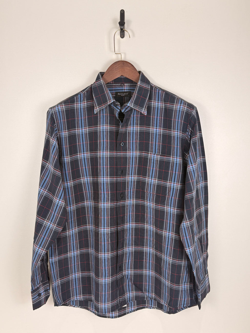 Bexley Vintage Navy Plaid Button-Up Shirt | C:48 L:29